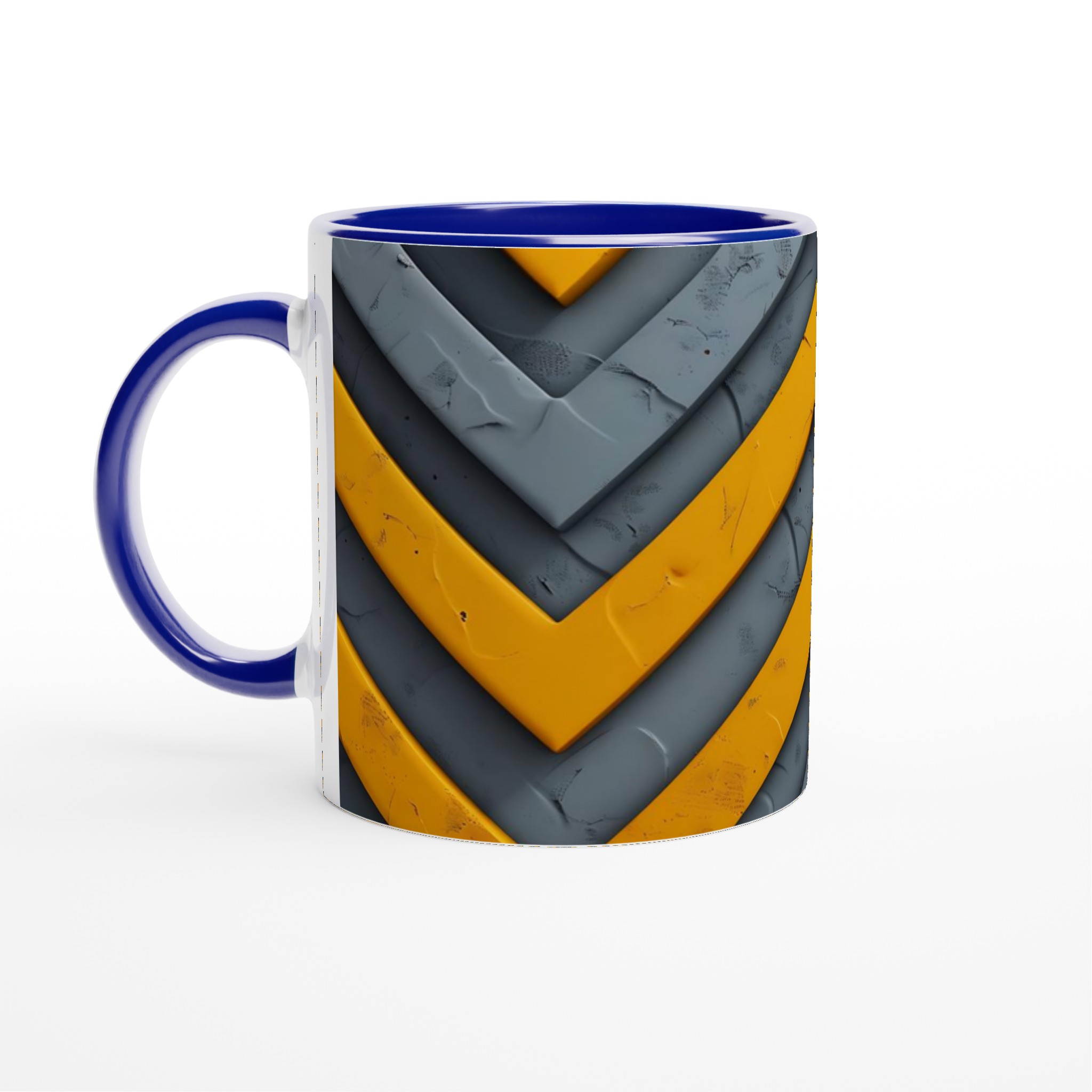 Abstrakt Chevron Mugg - Gul & Grå Design i 11oz Keramik 2 27ce301d-66c1-47da-9761-d65b10bc821d