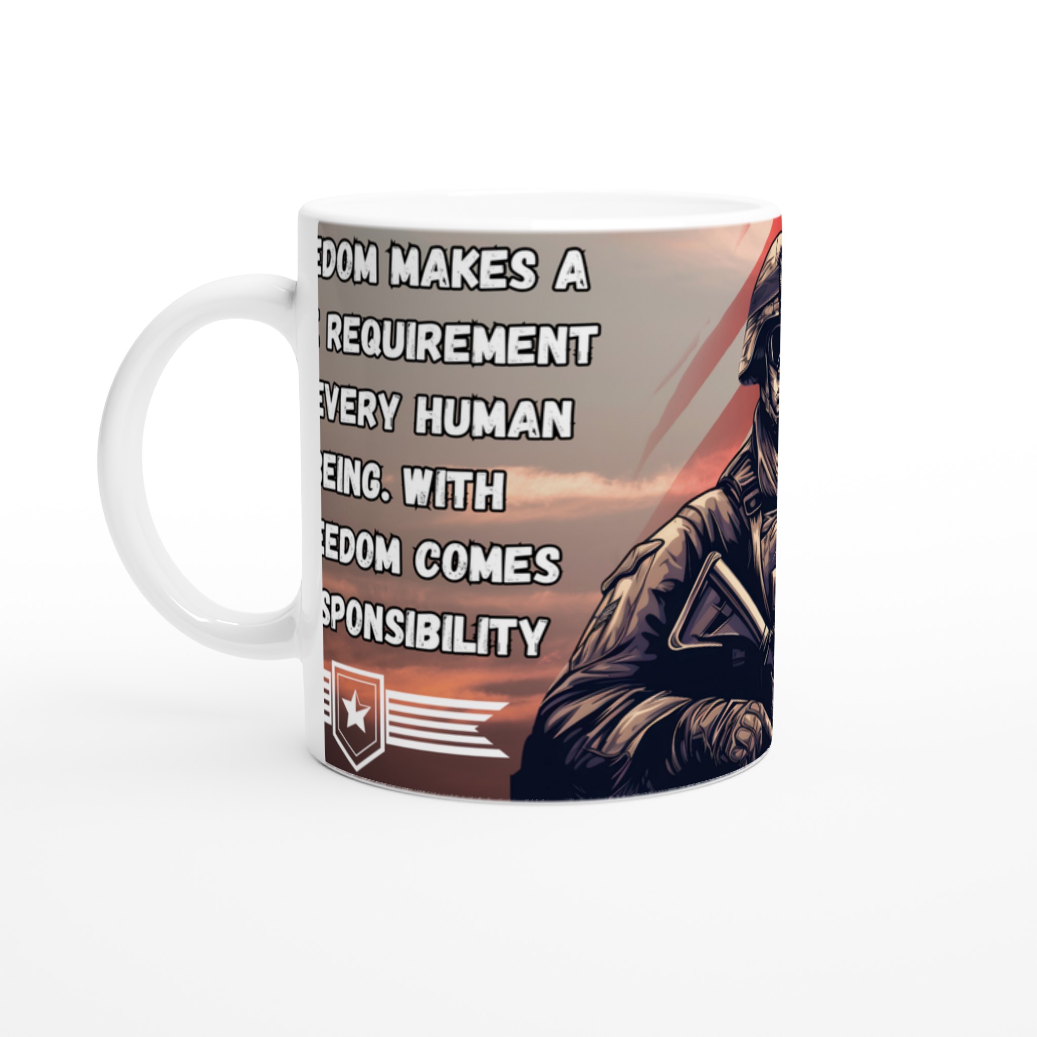 Vit 11oz keramisk mugg med patriotiskt soldatmotiv – välj bland 7 livfulla keramiska färger 1 27fa7a0e-0b67-46ba-8f24-3173bbda26b6