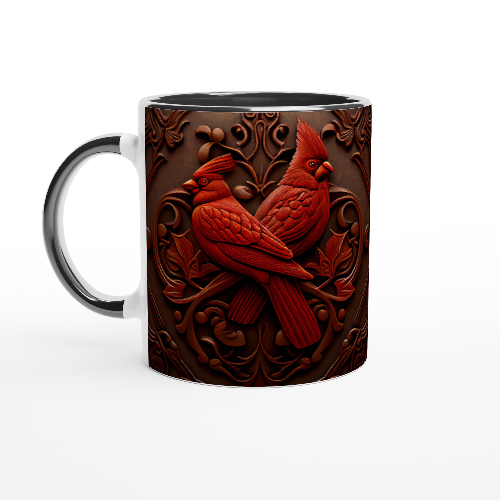 Vit 11oz Keramisk Mugg med Detaljerad Röd Kardinaldesign i Flera Färger 4 280adda4-48ef-47c0-940f-99c631410859