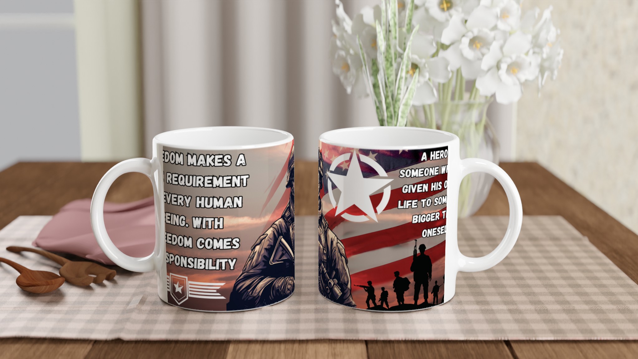 Vit 11oz keramisk mugg med patriotiskt soldatmotiv – välj bland 7 livfulla keramiska färger 10 2819450e-37fd-4ef5-9b36-6acdc02851cc