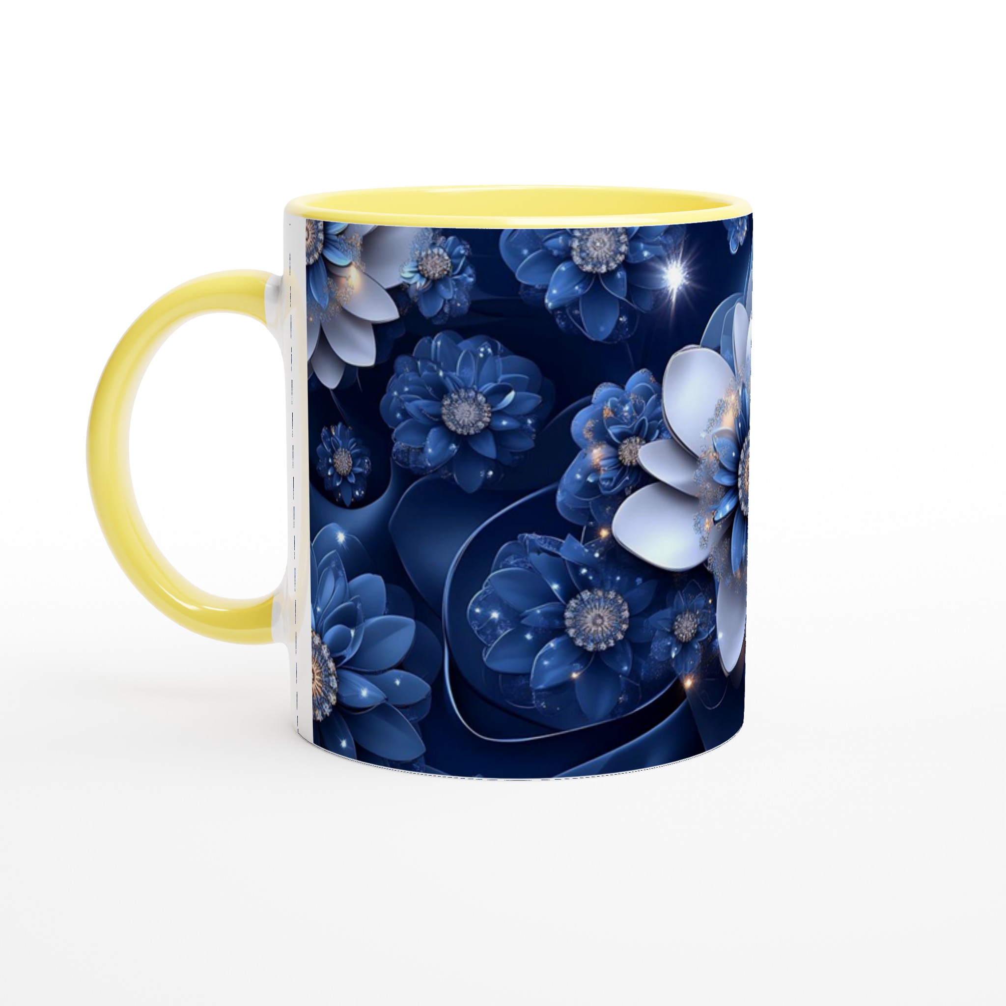 Glittrande Midnattsblå Blomma Keramisk Mugg – 11oz, Välj Din Färg! 3 28234bff-7e35-4d96-890b-99d95b072bb0