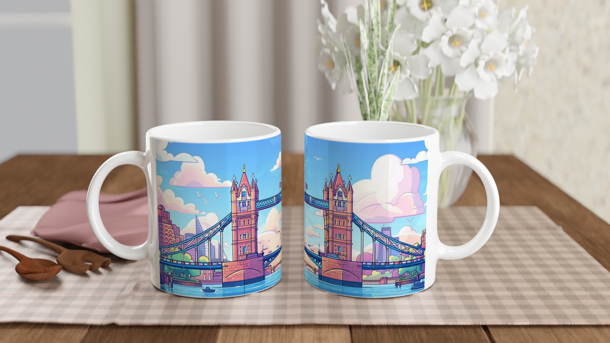 Pastell London Tower Bridge Mugg – 11oz Keramisk Mugg i ditt val av sju livfulla färger 10 282870af-d530-4ac9-b06f-5b11246b31c6