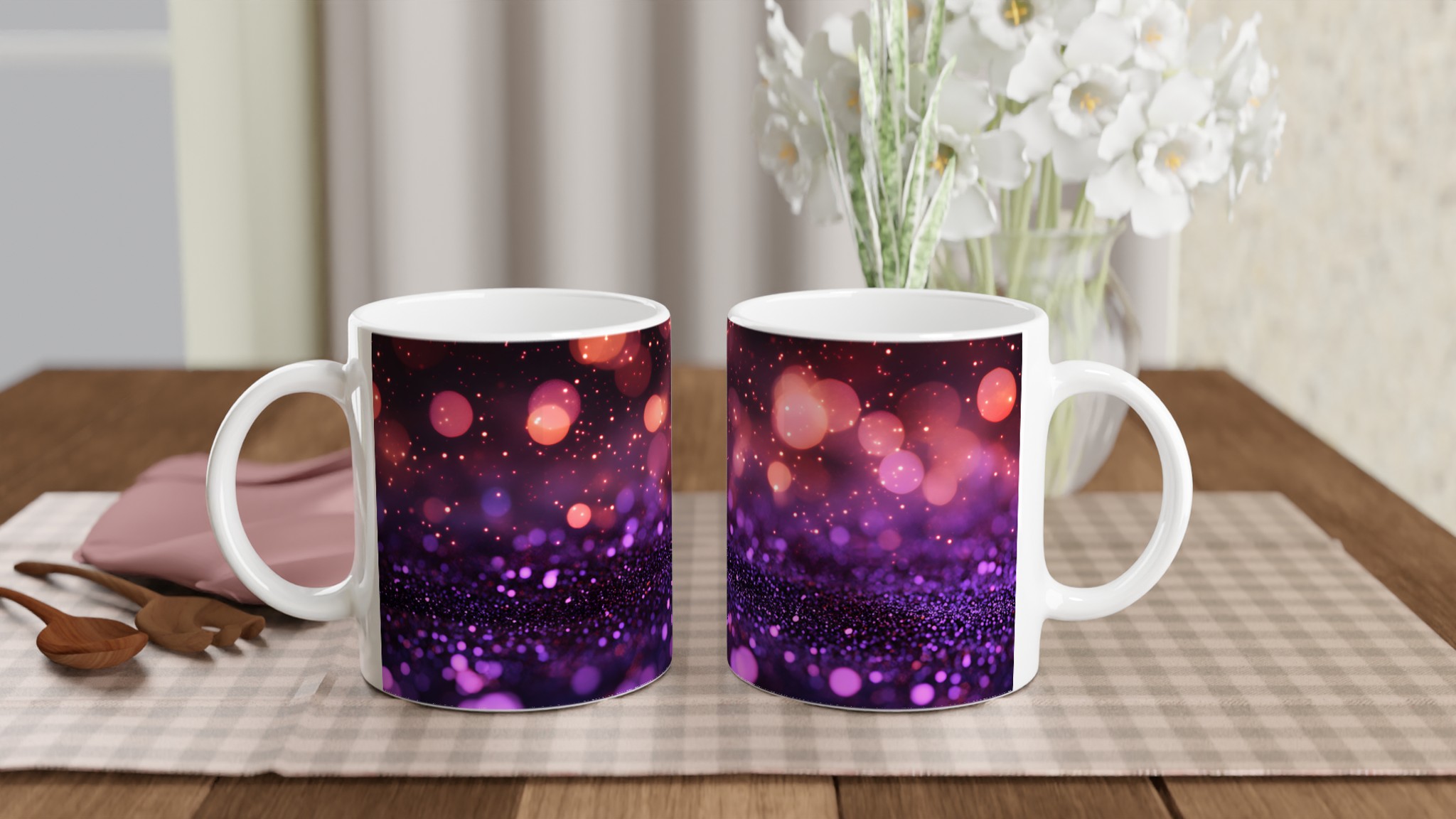 Magisk 11oz Keramikmugg – Strålande Bokeh-design i Lila & Rosa – Välj din färg! 10 2831a7c9-f630-4de7-8308-c3548f366f98