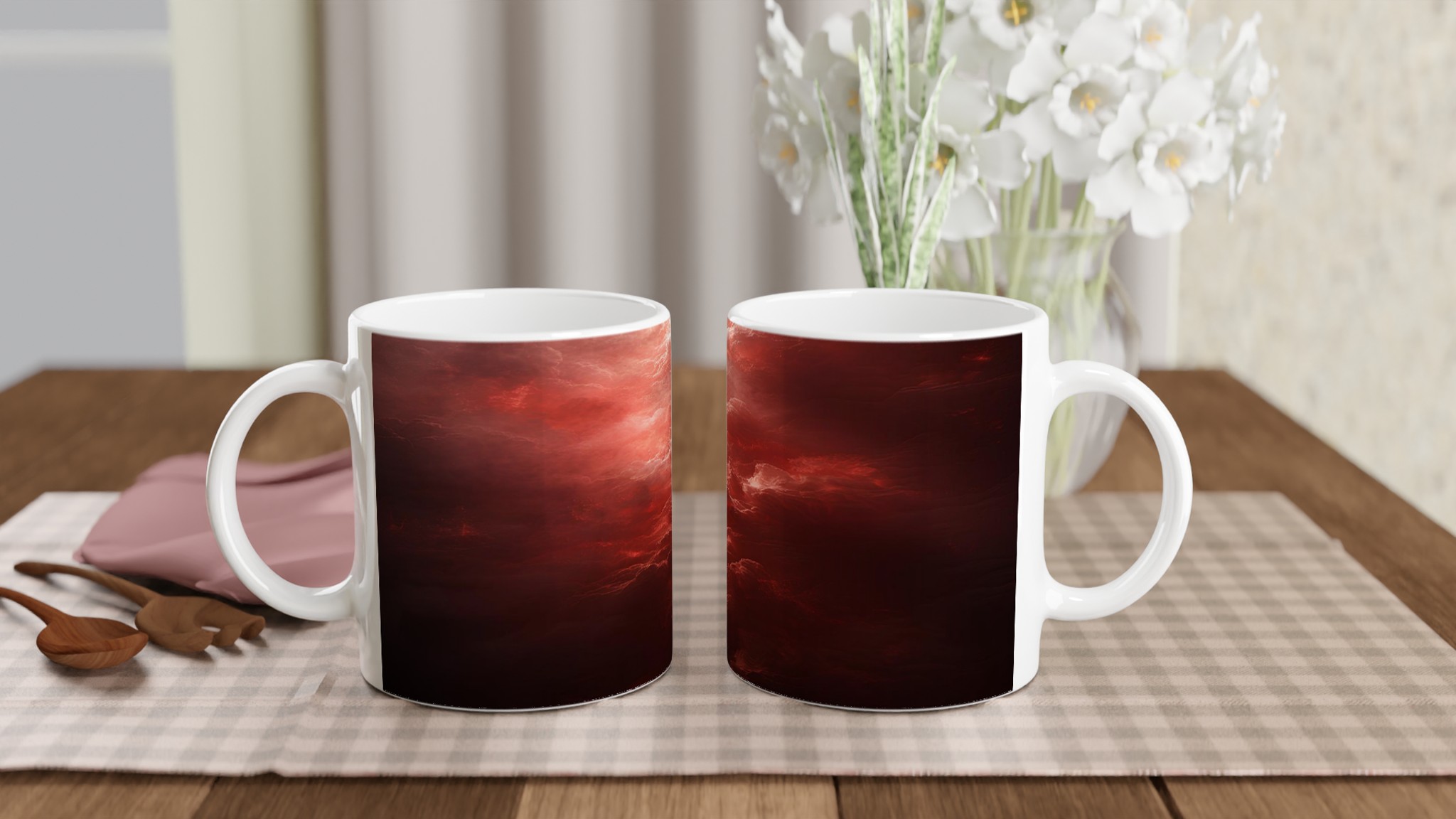 Mörk abstrakt molnkonst 11oz Keramisk Mugg – Mystisk Eldröd Design för Din Favoritdryck 10 284d8707-2372-40ba-9e2b-4b00765355a0