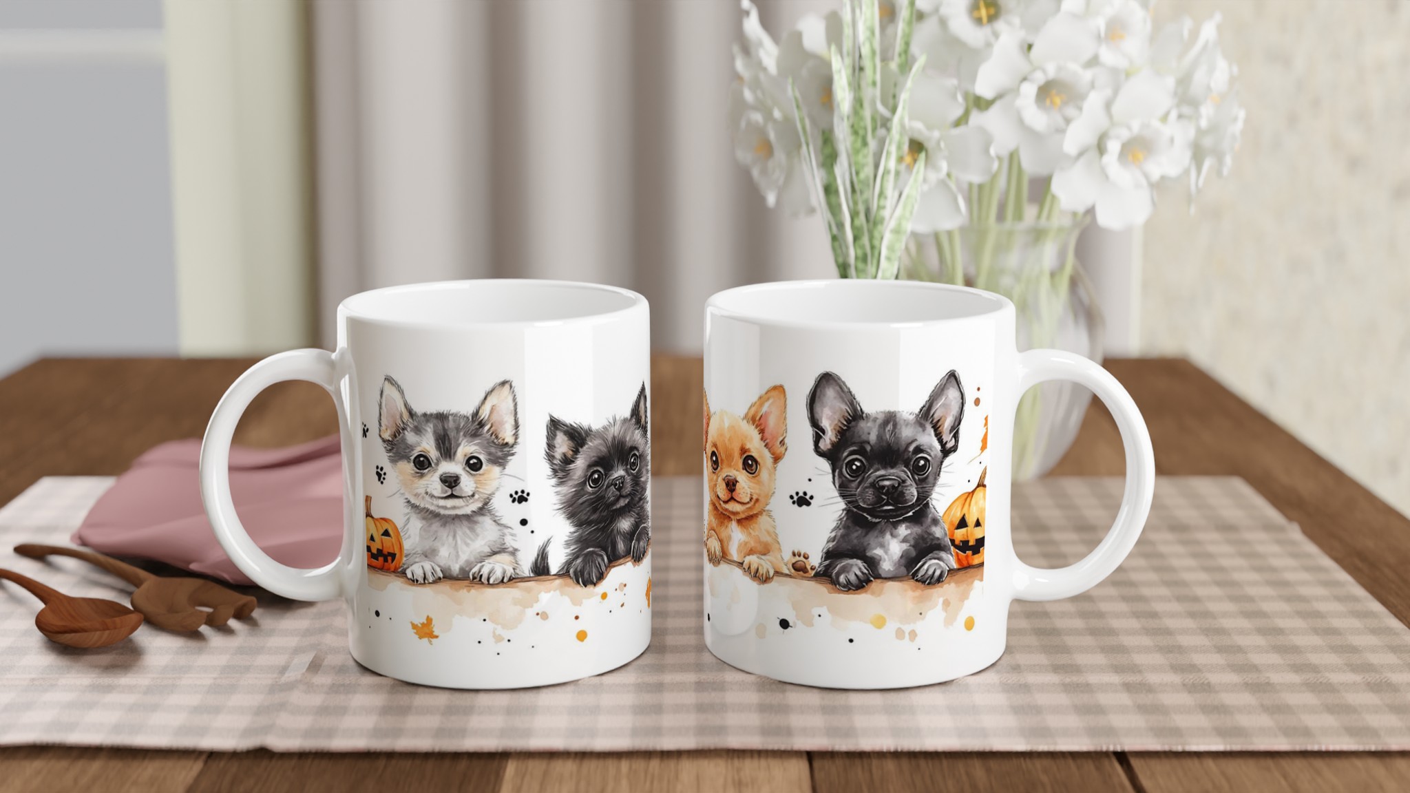 Charmiga Chihuahua-valpar Halloween Mugg – 11 oz keramik i flera färger 10 287a9c71-0496-40ce-bab5-2e522c641902