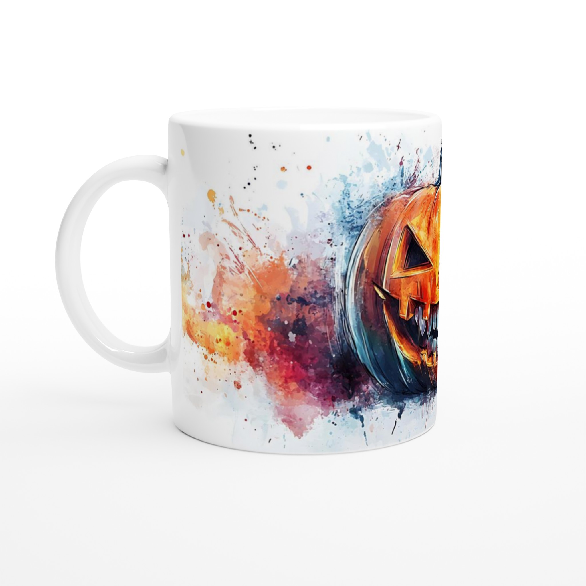 Spooky Watercolor Pumpa Mugg – Levande Halloween Konst Keramikmugg i ditt val av 7 färger 1 28942a8a-dbc8-4726-9525-b1c849096ee6