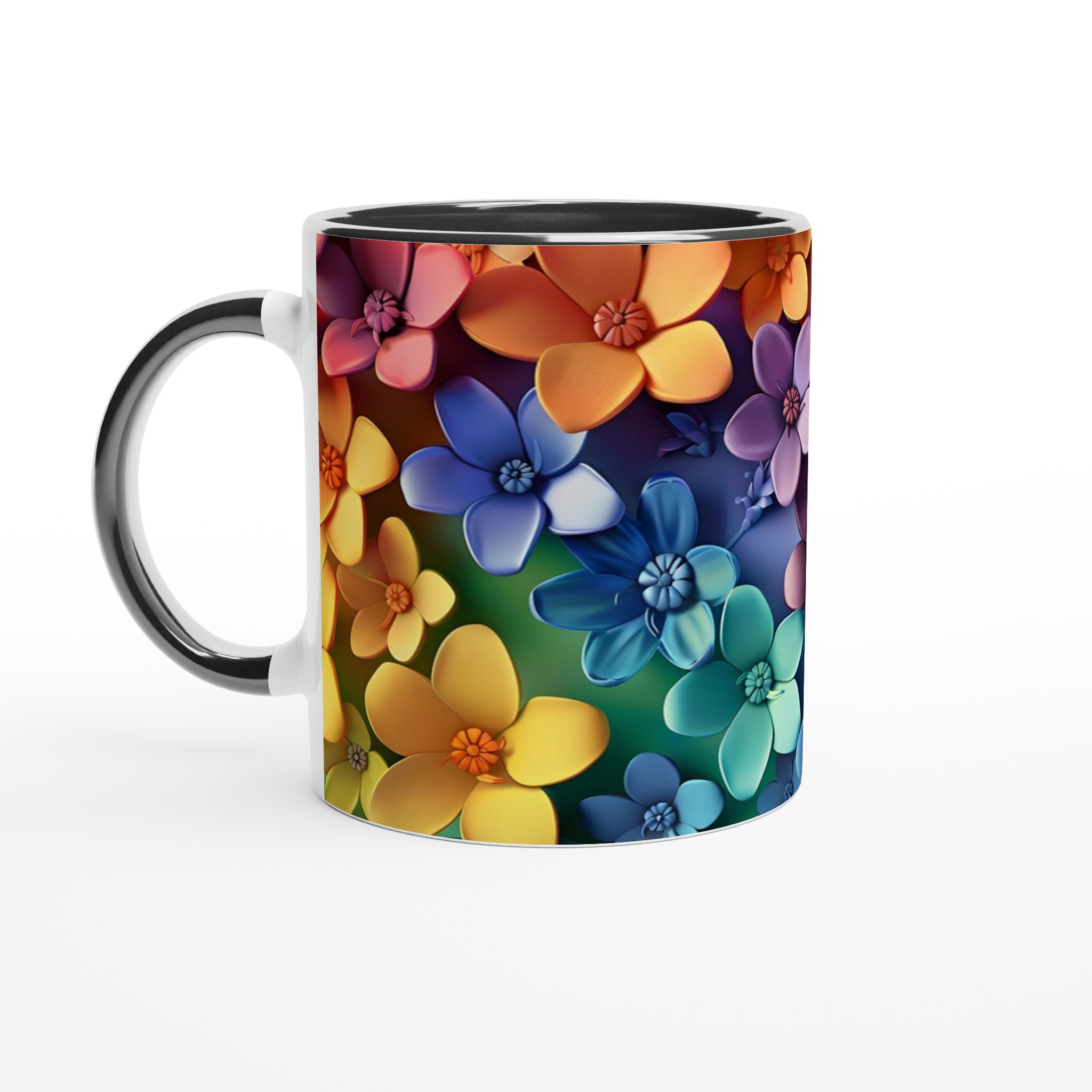 Färgsprakande Blomstermugg – 11oz Keramikmugg i Ditt Val av Färg 4 2894b108-1421-453e-99ec-fd32bc3567ce