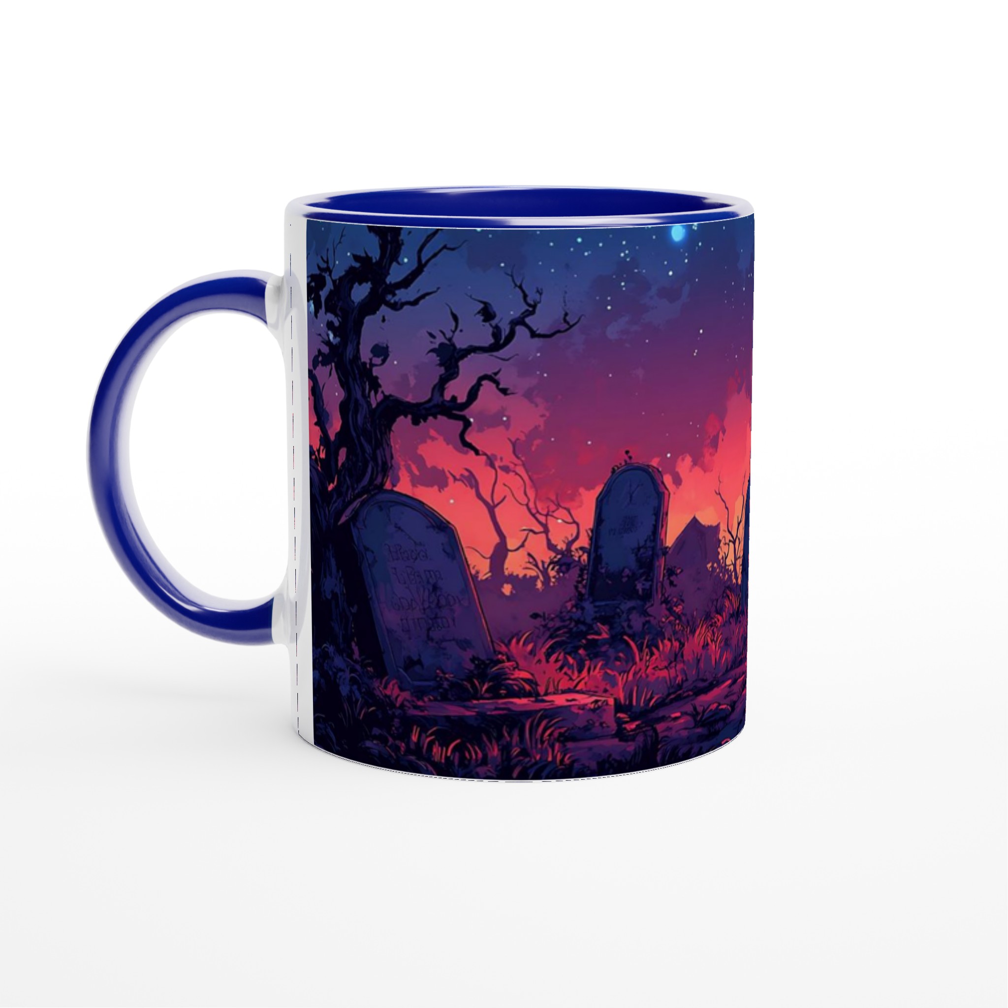 Spöklik Kyrkogård vid Skymningen 11oz Keramisk Mugg – Drömsk Gotisk Design i Ditt Val av Färger 2 28b2111f-bec4-412e-b228-559cea44d30a