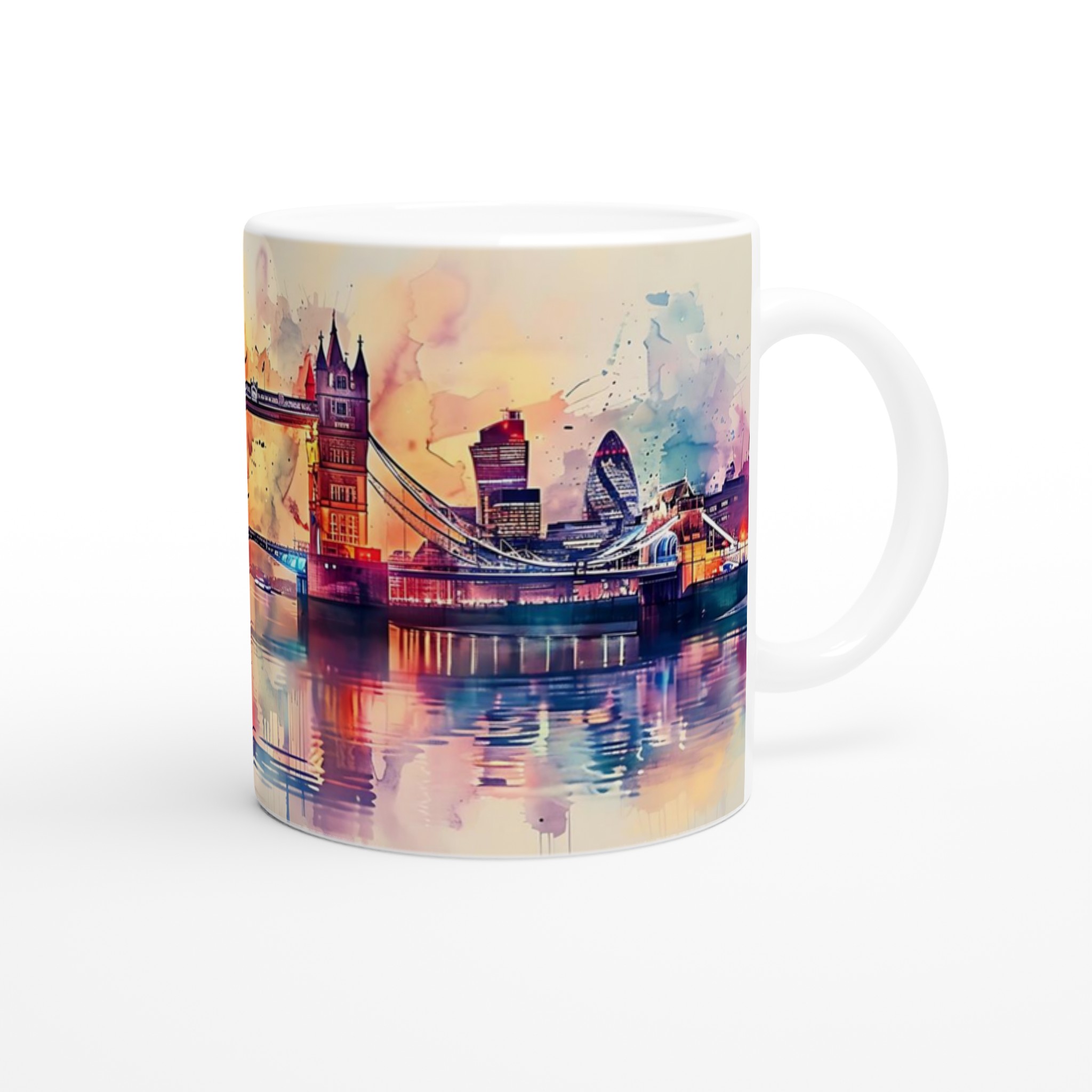 London Bridge Akvarellmugg – Konstnärligt Stadsscapes, 11oz Keramikmugg i ditt val av sju livliga färger 9 28c20397-f036-42d2-9cec-b11ebe91158e