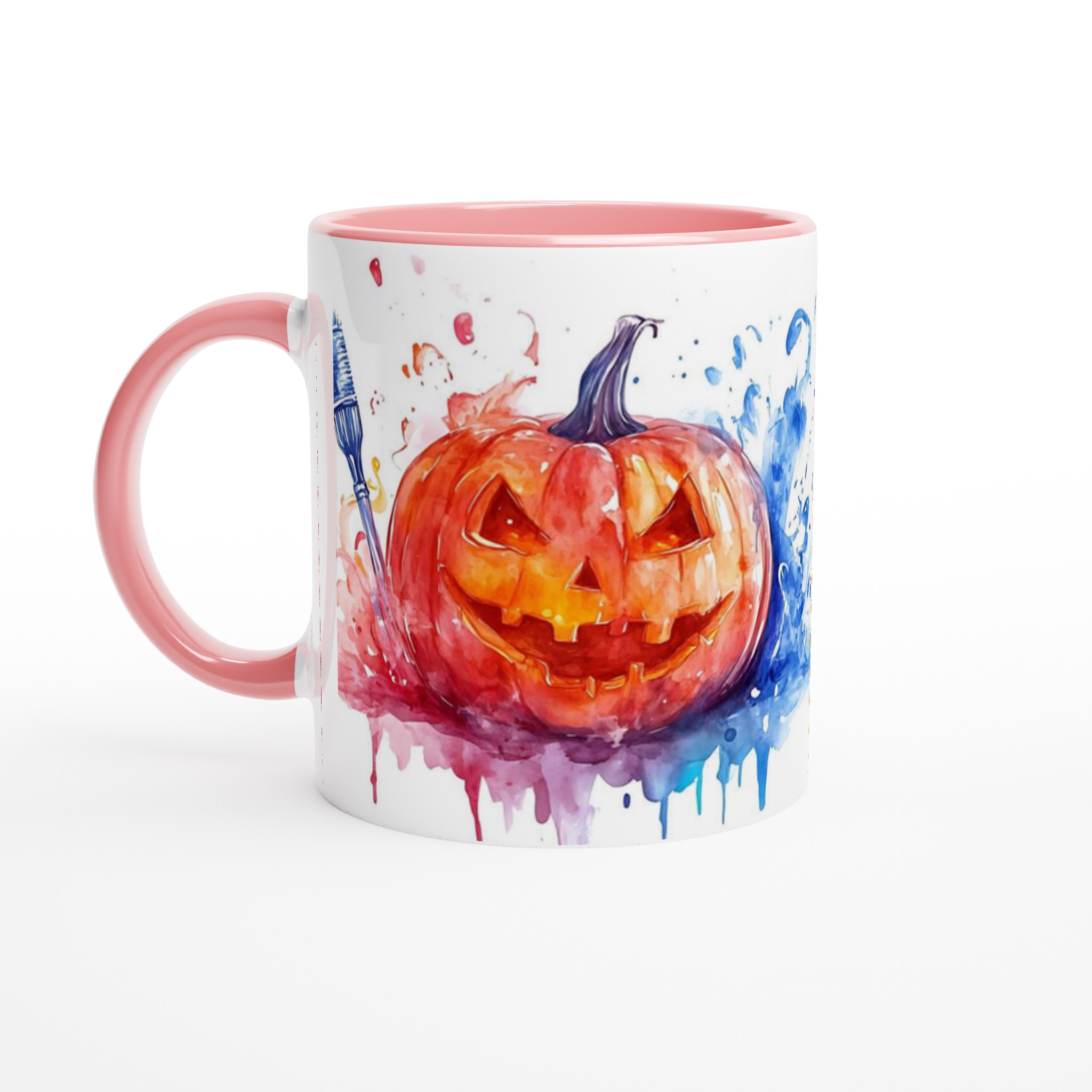 Färgglad Halloweenpumpa Keramisk Mugg - Akvarell Jack-o'-Lantern för Din Dryck 6 28ca673f-f75e-4528-9a54-d547a547e689