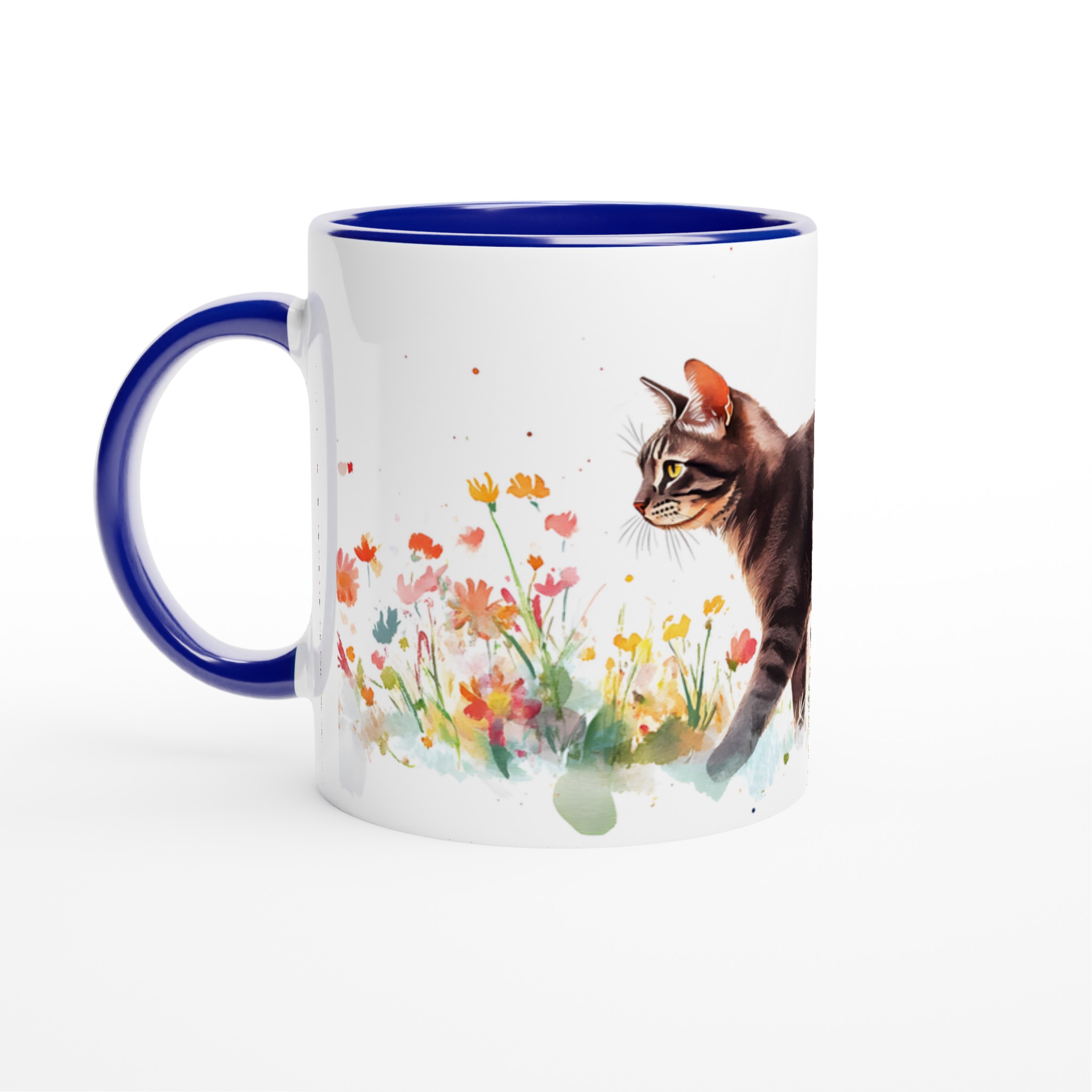 Katt bland Vårblommor - Konstnärlig Keramisk Mugg i 7 Färger | 11oz Högkvalitativ Kaffemugg 2 28d98fbf-d81e-4ef4-8d2e-87250e2fd83f