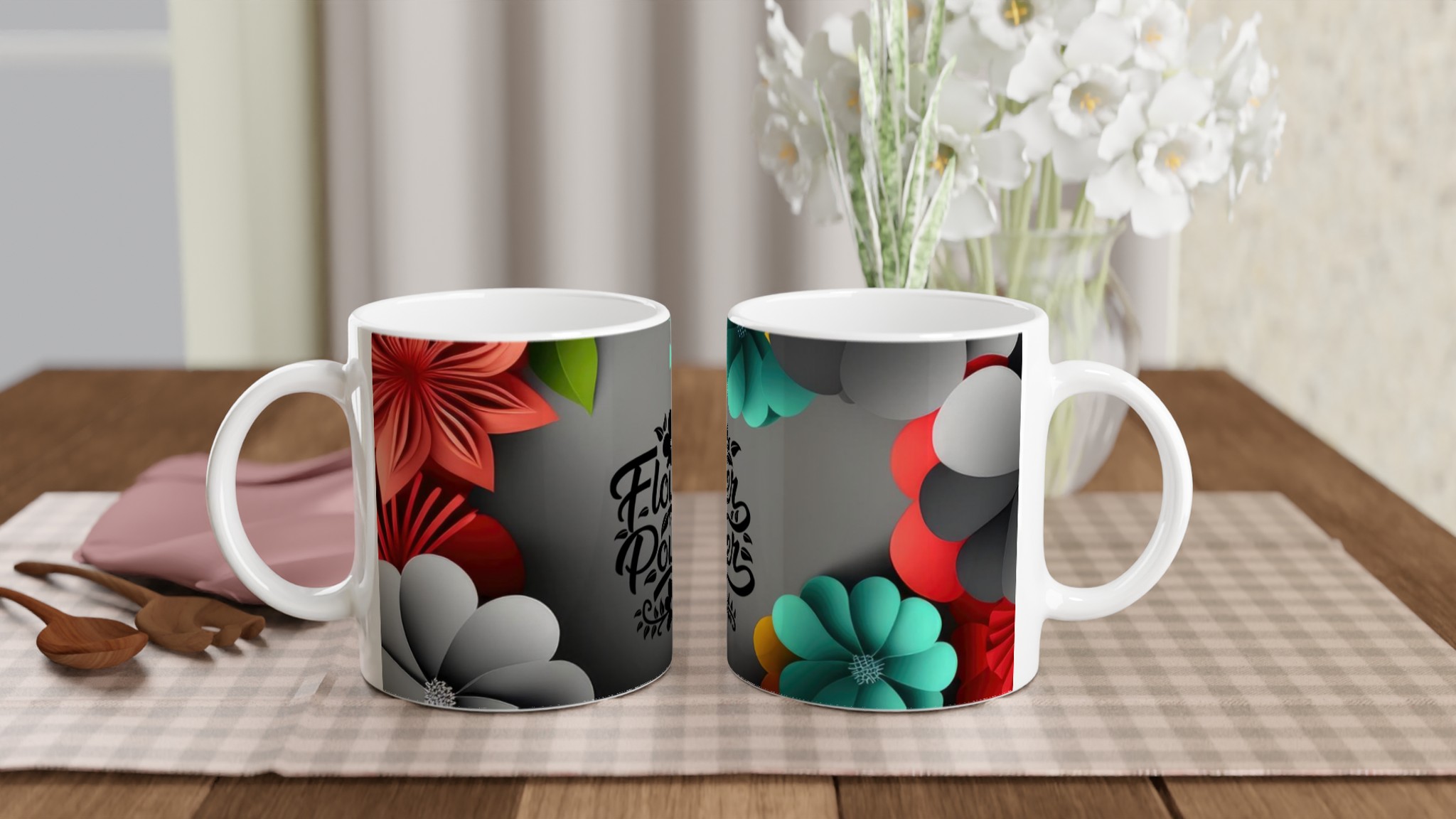 Vit 11oz keramisk mugg med blomsterkraft – välj din favoritfärg bland sju keramiska nyanser 10 28dbe398-4deb-4d55-a440-82dc66c1df4e