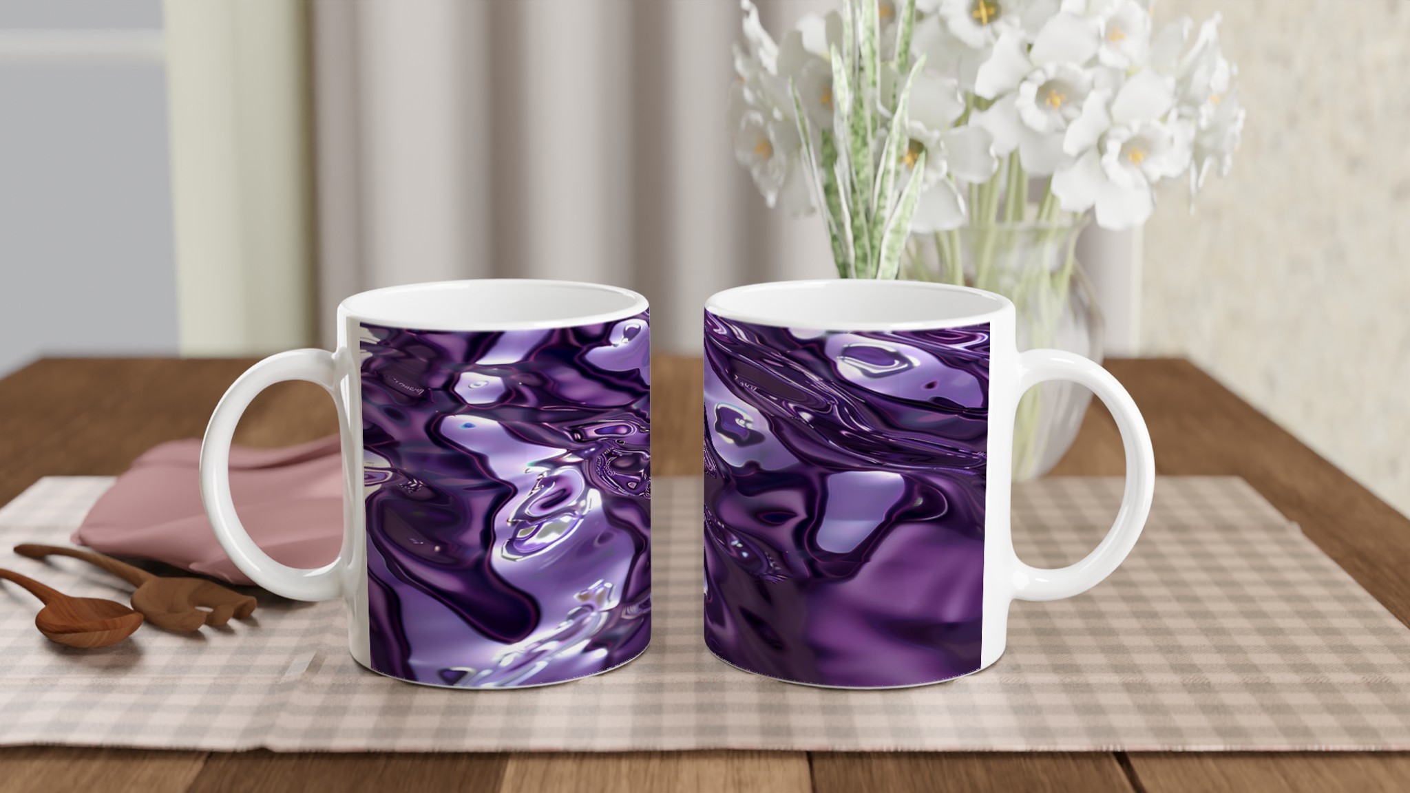Abstrakt Lila Våg Mugg – 11oz Keramisk Kaffemugg med Hypnotisk Flytande Design 10 28e86e9b-be4c-4f32-b95a-f35102281c58