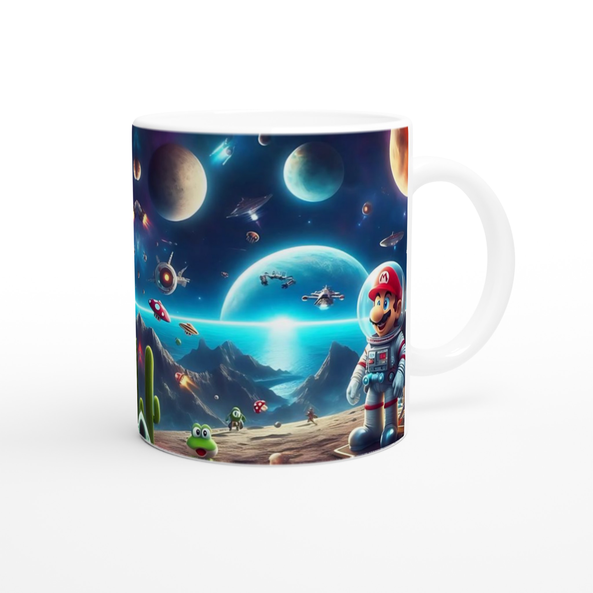 Vit 11oz keramisk mugg med färgstarkt rymdäventyr - välj din favoritfärg 9 28e93a02-e3a8-43ab-8327-62d6e9d6bbe2