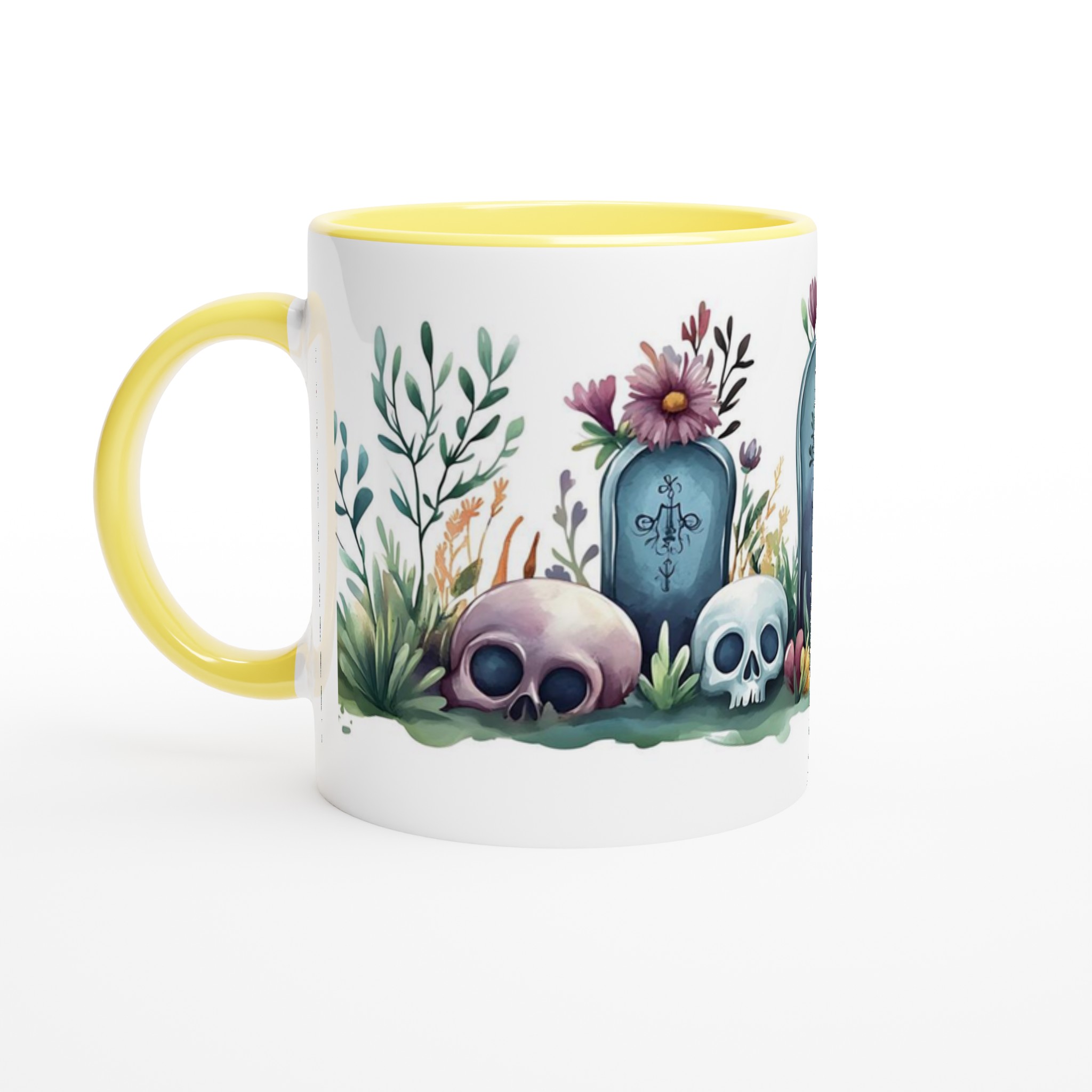 Mystisk Blomsterskalle Mugg - 11oz Keramisk Kaffemugg med Akvarellkonst i Välj din Färg 3 28f93753-b50c-44cd-8dc4-03112e912de5