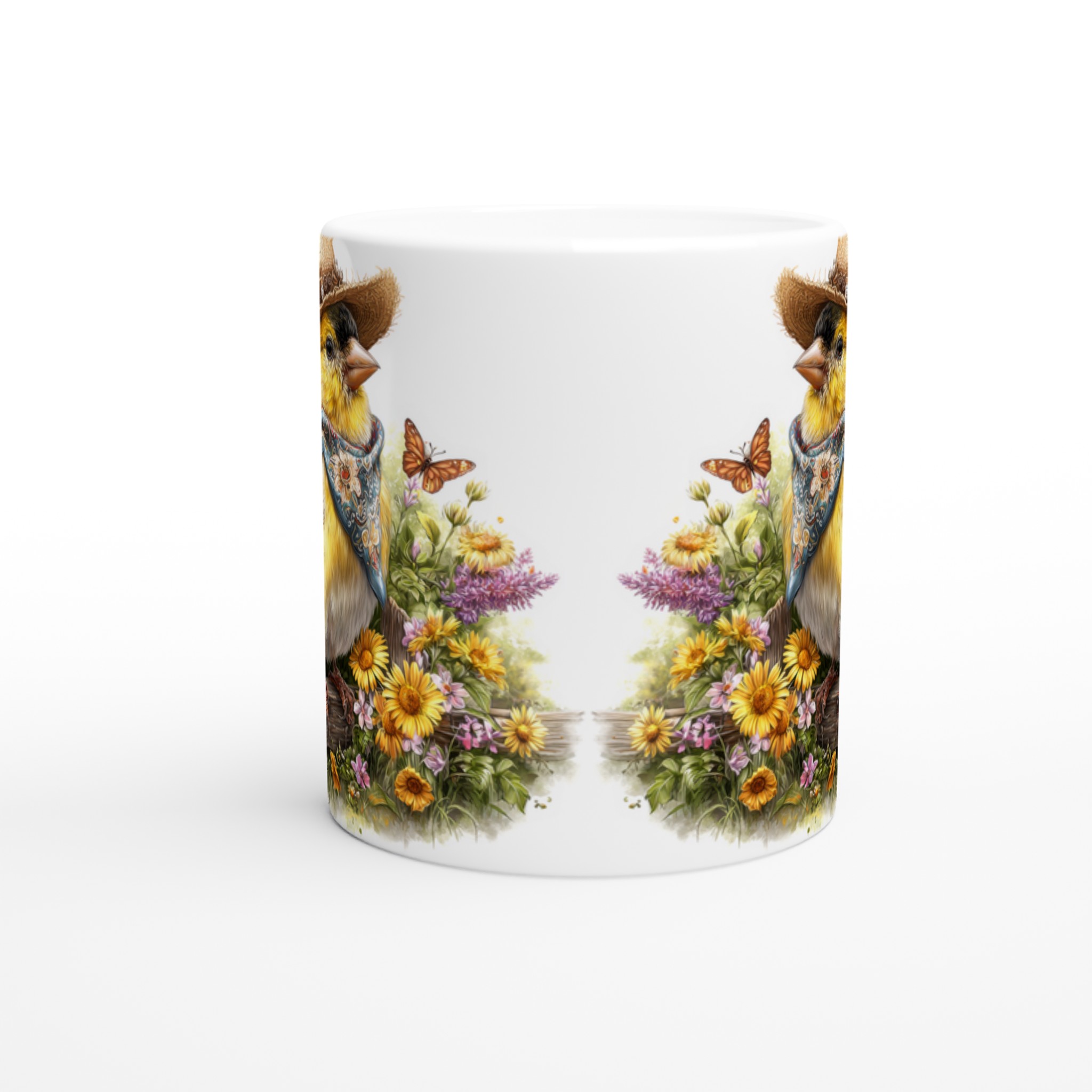 Charmig 11oz keramisk mugg med fågel i hatt och blommor – välj bland sju färgstarka nyanser 8 29241a71-4723-4c56-91f4-97e7a4668652