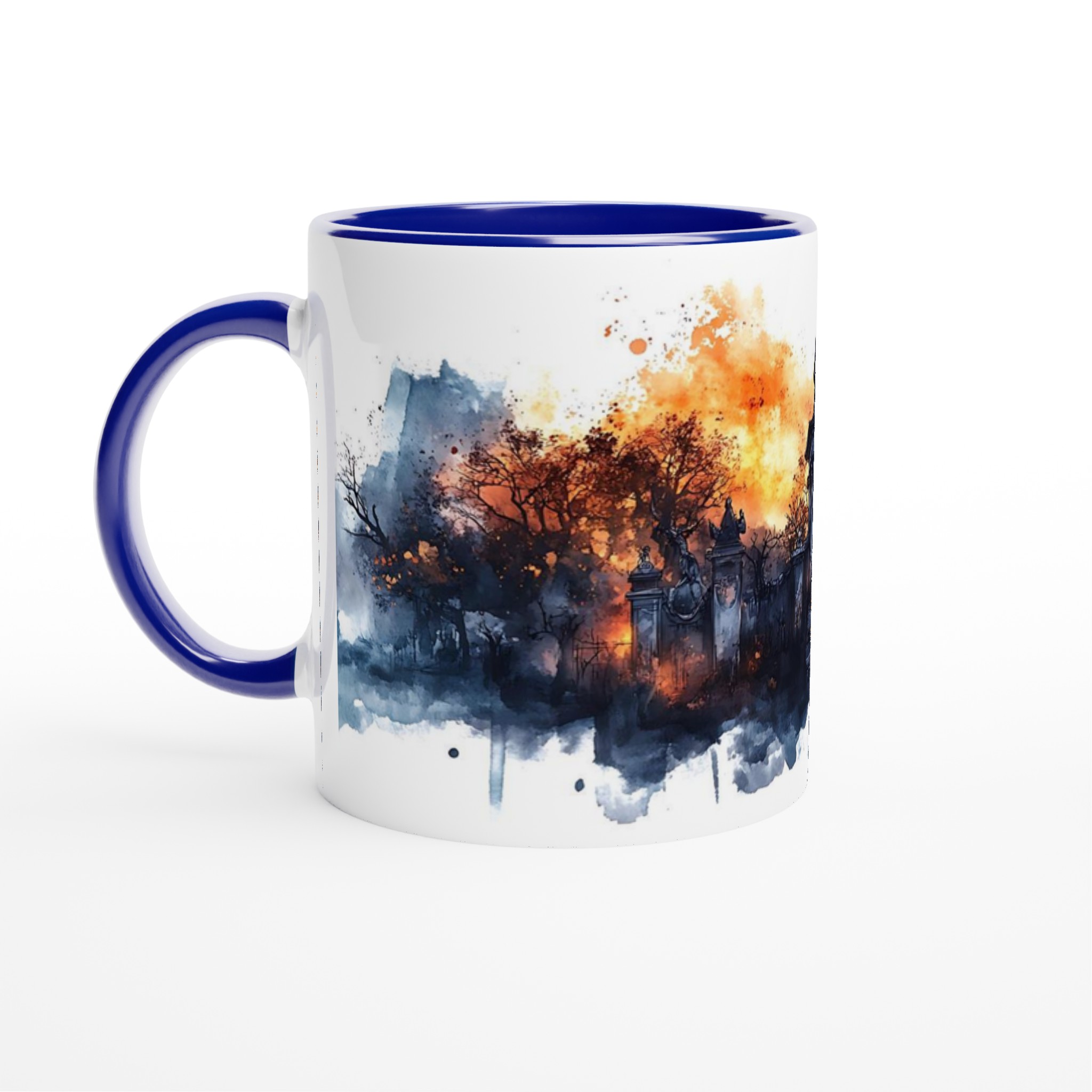 Mörk Romantik Keramisk Mugg – Gotisk Kyrkogård Akvarell i Eldiga Nyanser – 11oz Favoritmugg i Valfri Färg 2 29244330-64ff-47e6-b665-0def50f5ba5d
