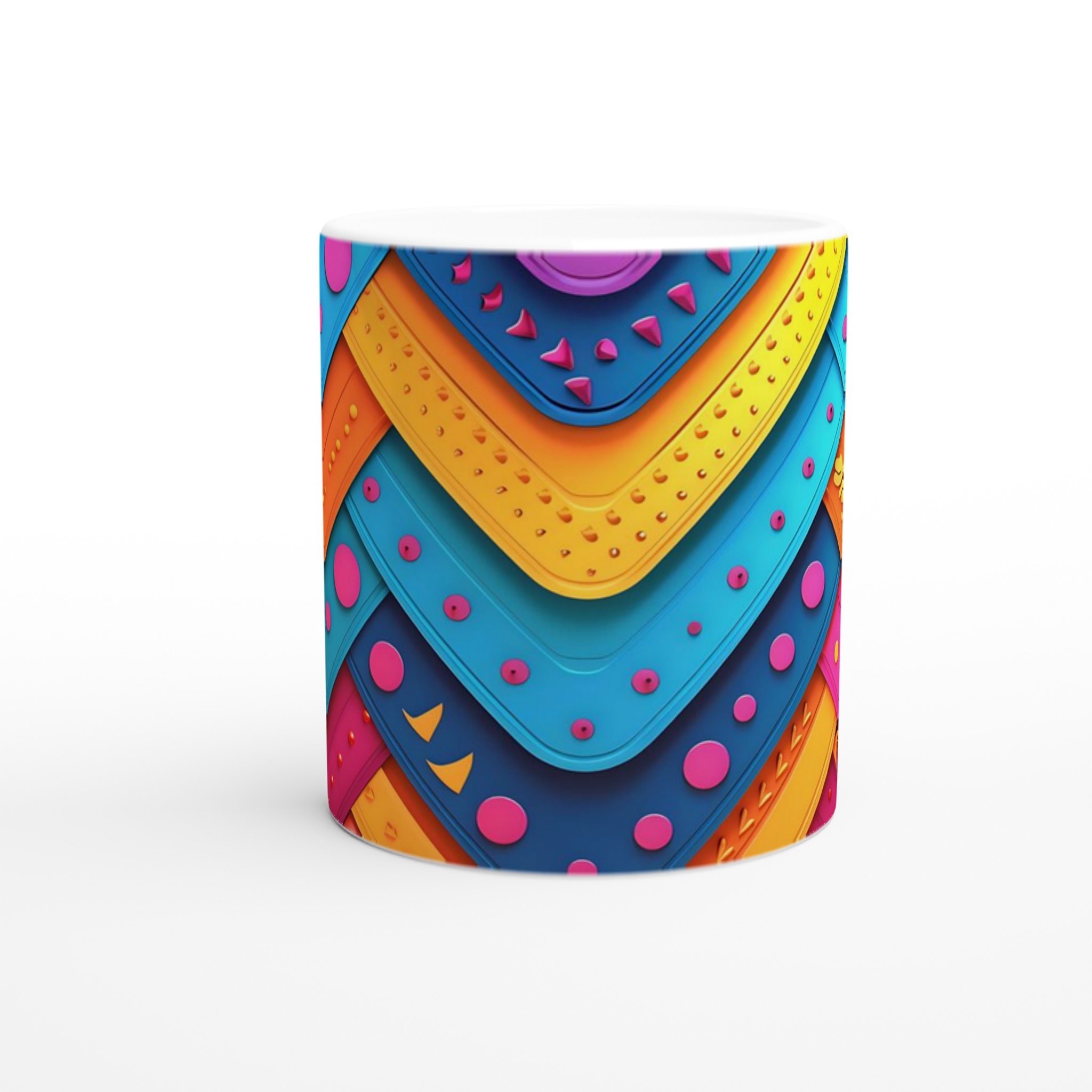 Mönstrad 11oz Keramisk Mugg - Livfulla Färgblock & Lekfull Design i Flera Färger 8 292c2b32-1909-489c-a733-dc7a4c0b1ff1