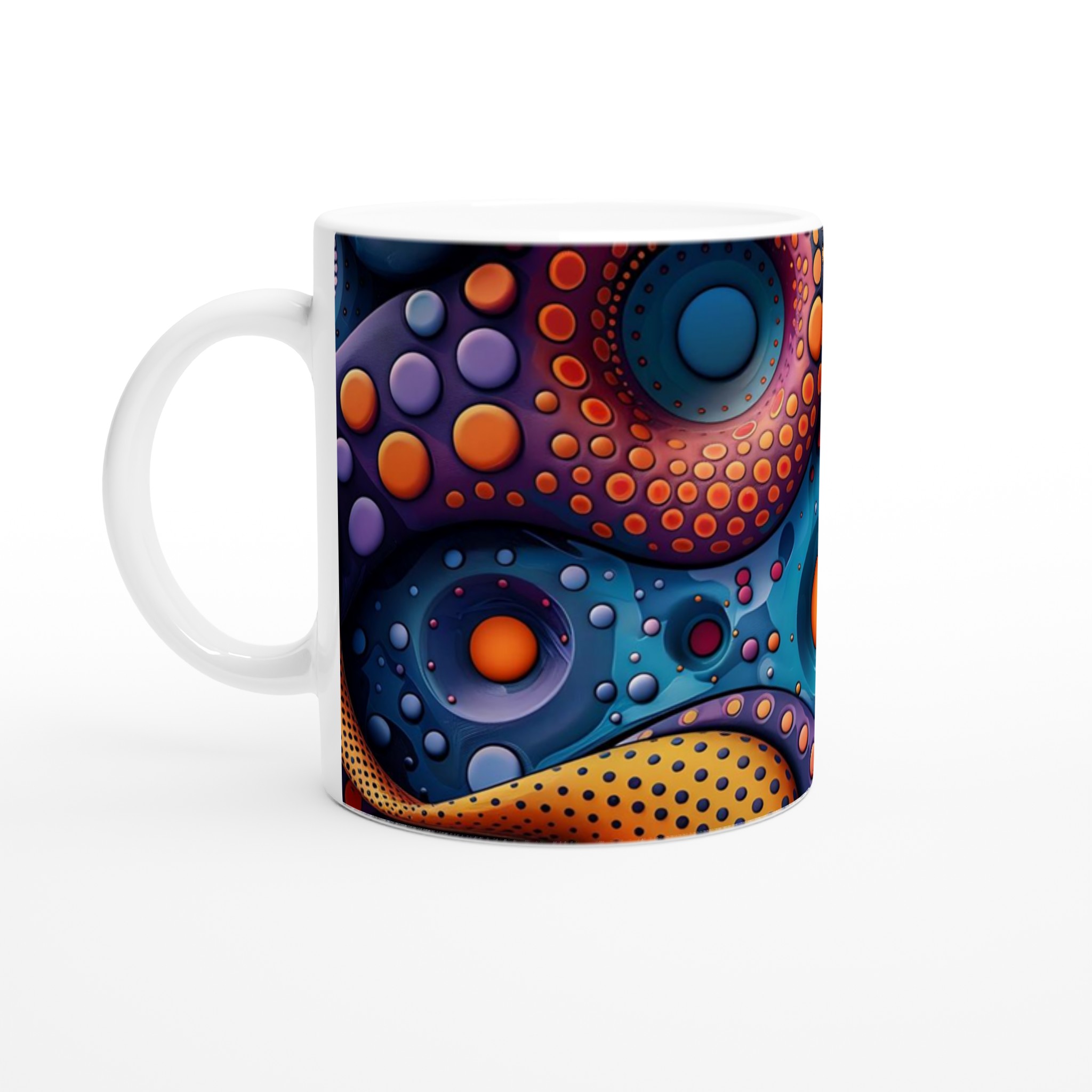 Abstrakt Bubbel Keramikmugg - Livfull Design i Blått & Orange, 11oz 1 29666d4e-803f-4989-a0ff-5d8ccff73b26