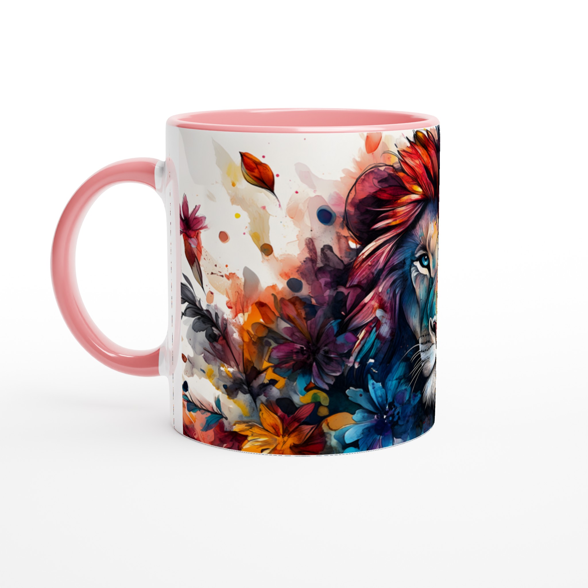 Majestic Lejon Konst Mugg - Livfull Akvarell Keramikmugg i ditt Val av Färg 6 2987c8ca-6990-4e8f-8116-a8456a4f3c5c