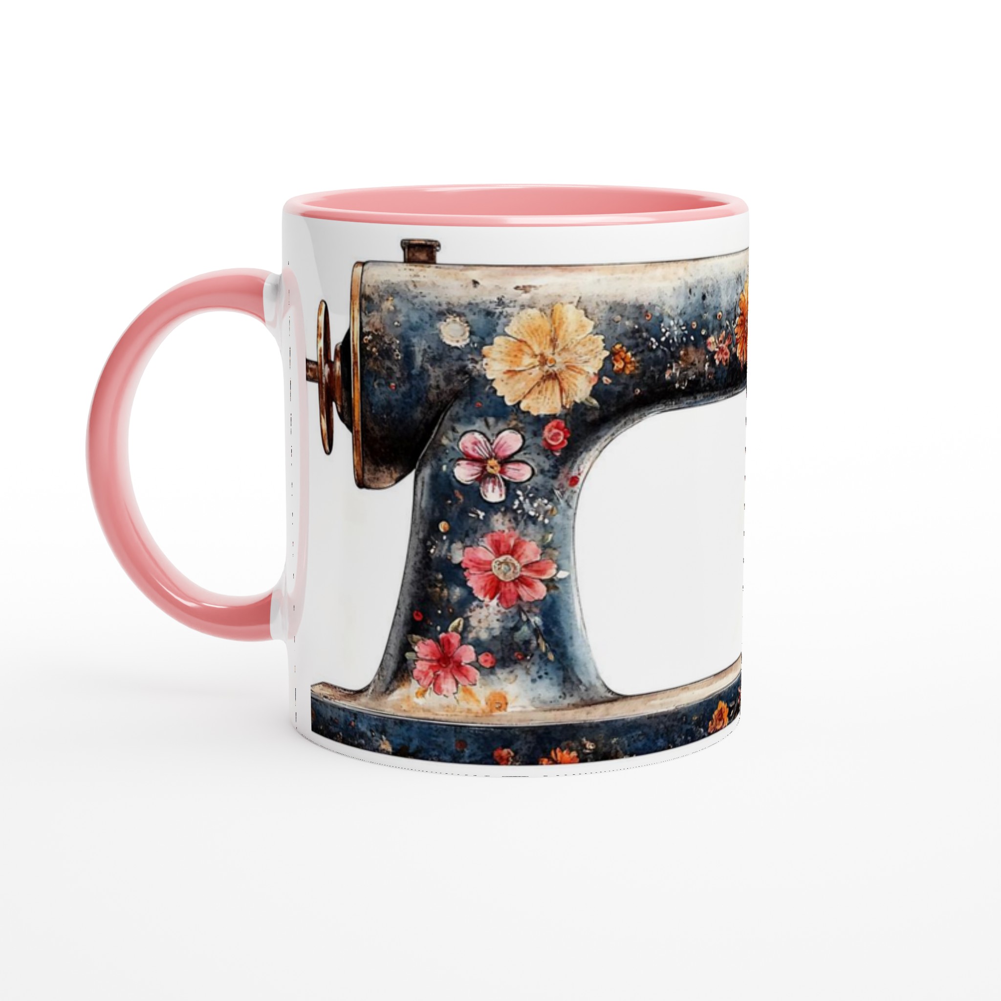 Vintage Symaskin Mugg: Blommigt Akvarellmotiv i 7 Färger – 11oz Keramisk Kaffe- & Temugg 6 29970fa6-d79f-43a0-8759-6abf3c773243