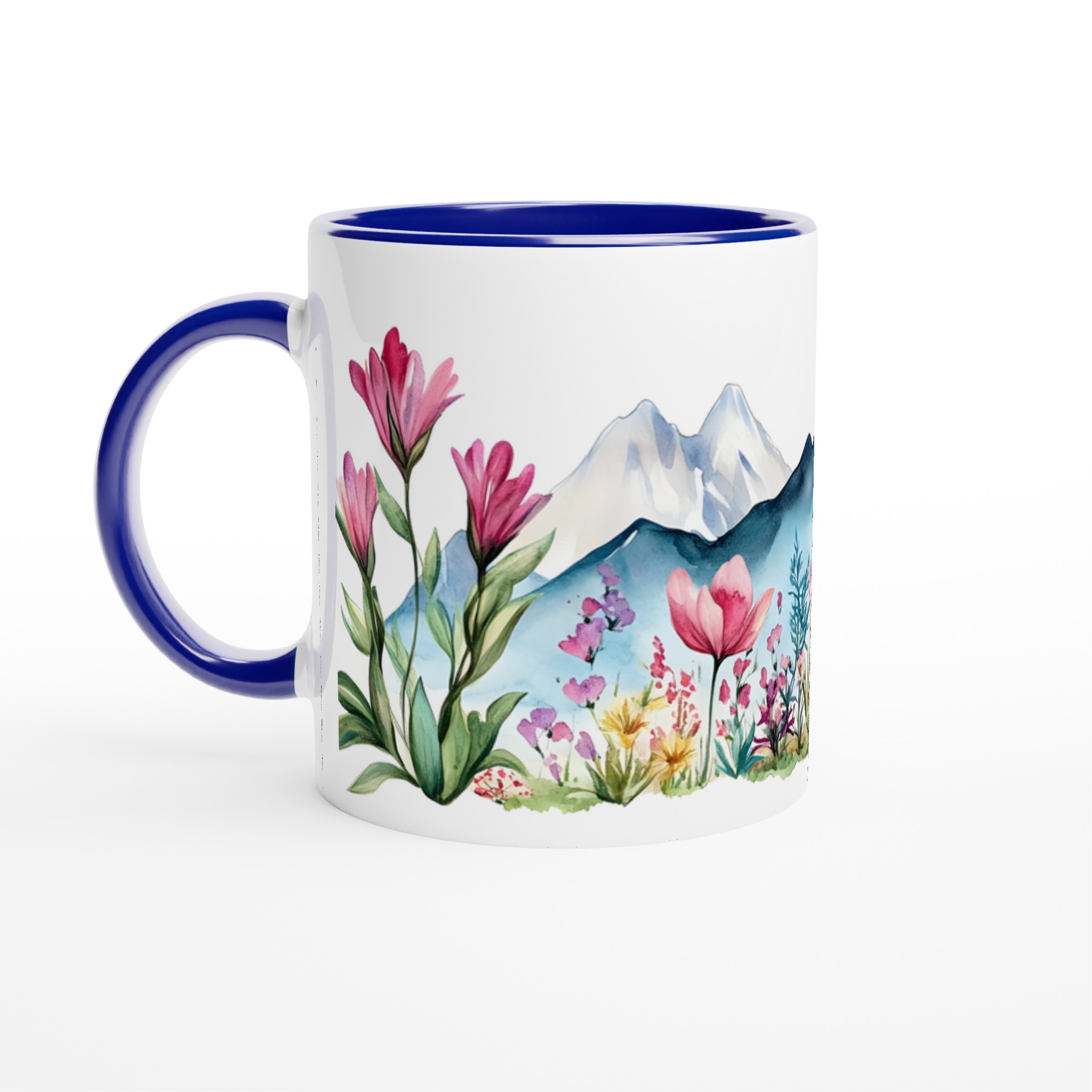 Akvarellblommig bergsmugg – 11 oz keramikmugg i ditt val av 7 färger 2 29c10025-f27c-45ab-873c-99c816b2a811