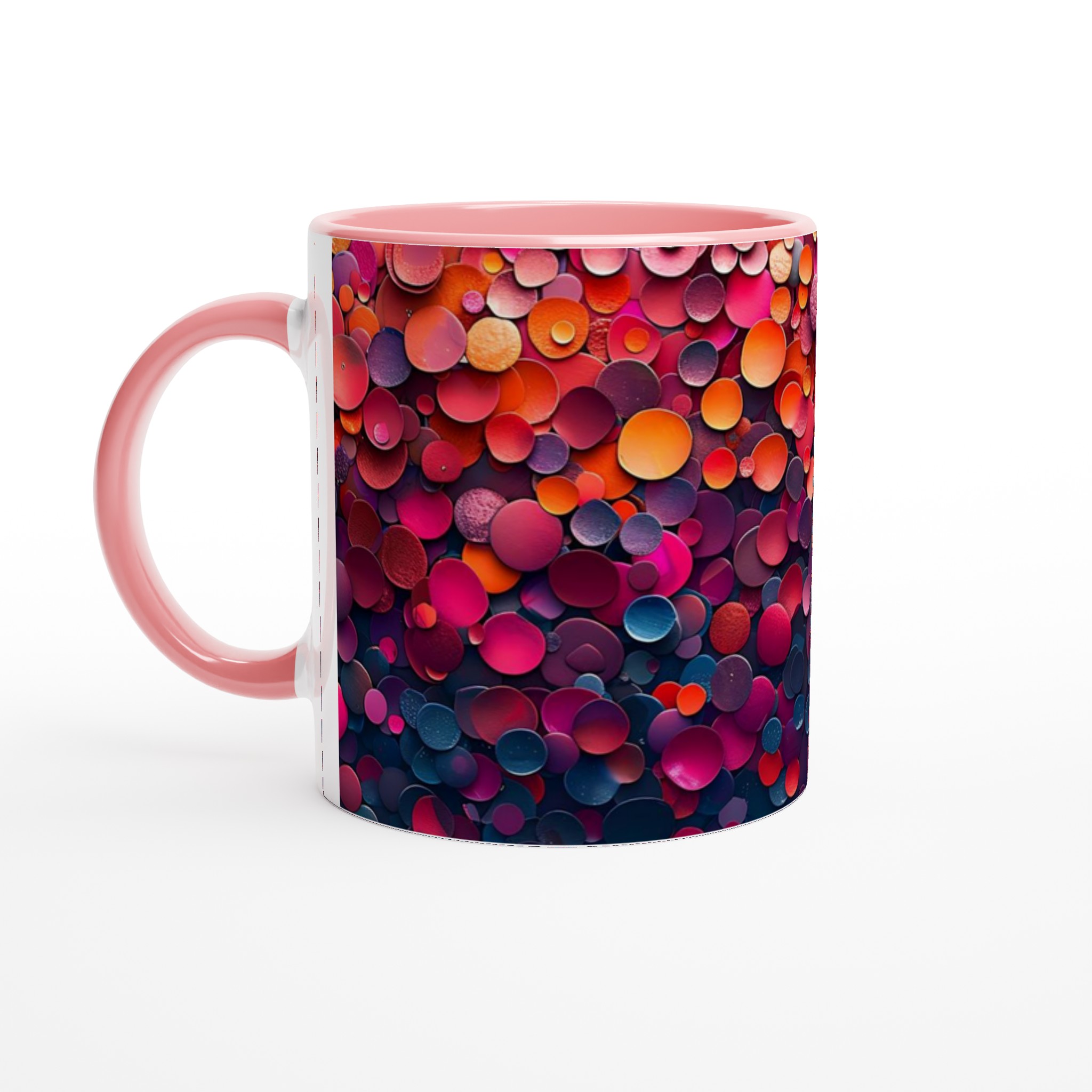 Abstrakt Konstmugg i Keramik – 11oz med Färgexplosion i Rosa, Orange och Blått 6 29c364ba-39d5-4ca0-bcff-f1e8c778a394