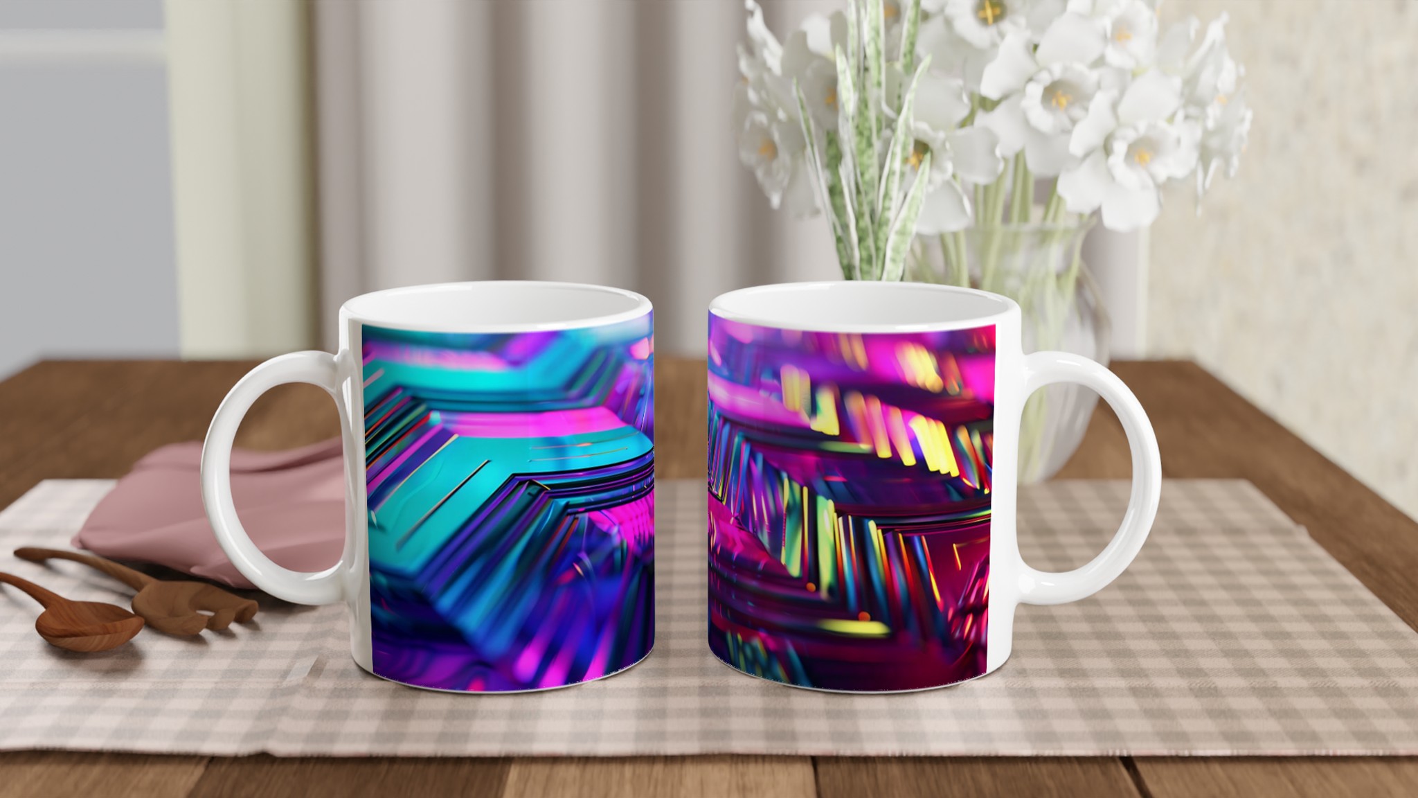 Neon Vågmönster 11oz Keramisk Mugg – Färgglad Abstrakt Design för Kaffe & Te i Flera Nyanser 10 29fdc63d-03e5-4643-9649-a9003282a482