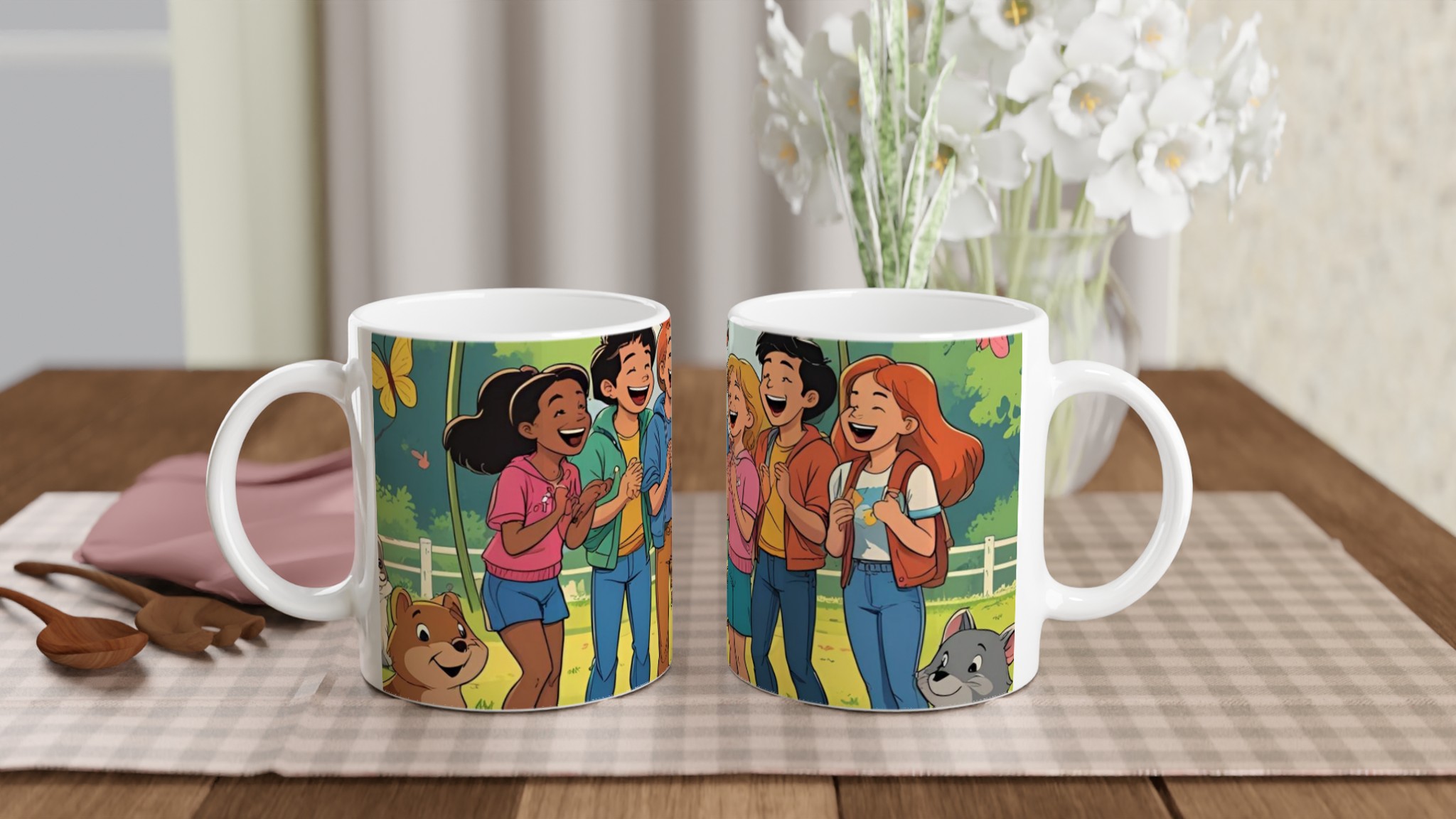Vit 11oz keramisk mugg med färgstarkt och glatt tecknat motiv – välj din favoritfärg! 10 2a1428c5-5160-43b4-a982-26124d4a98b4