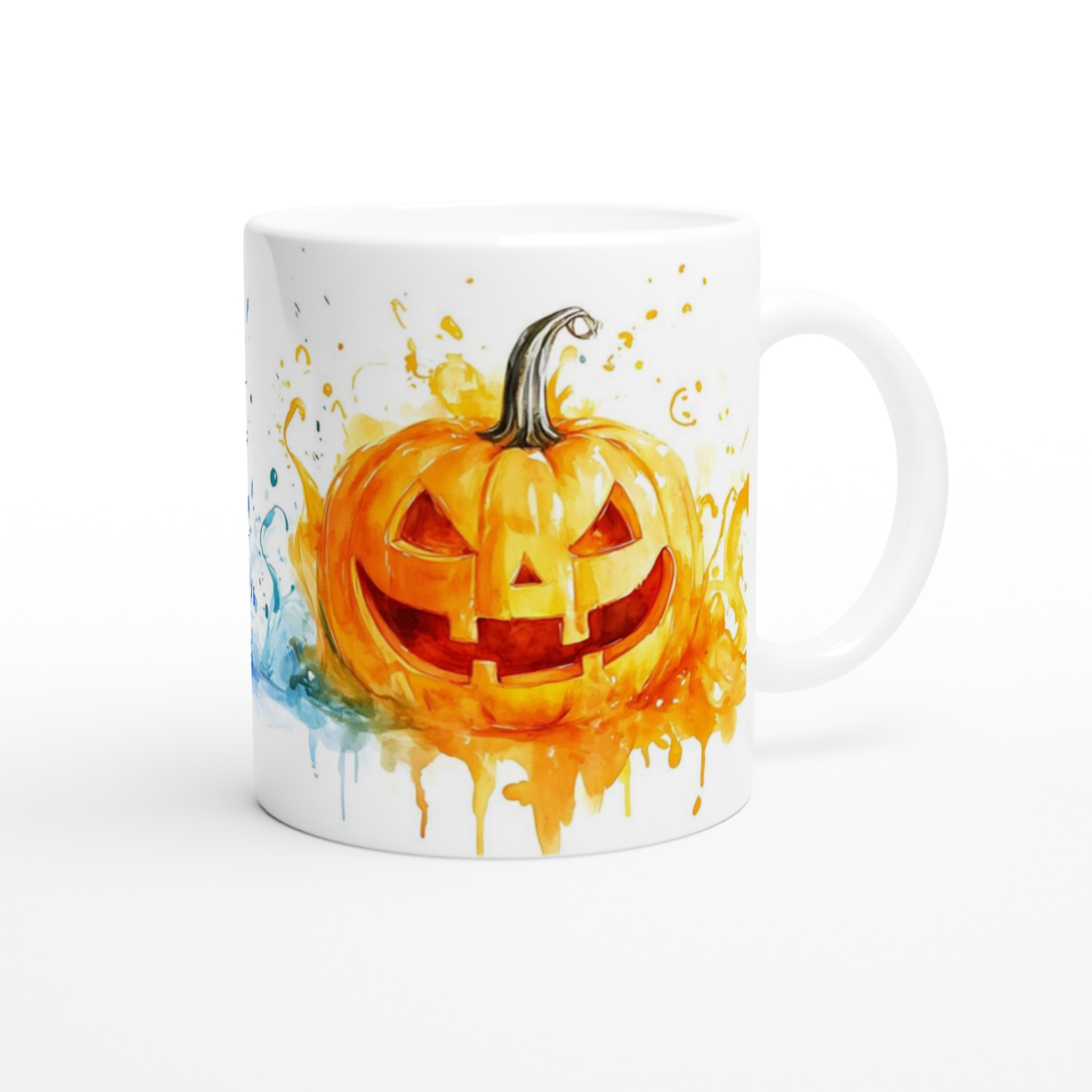 Färgglad Halloweenpumpa Keramisk Mugg - Akvarell Jack-o'-Lantern för Din Dryck 9 2a2680e2-1f29-407d-84b4-7754b973940d