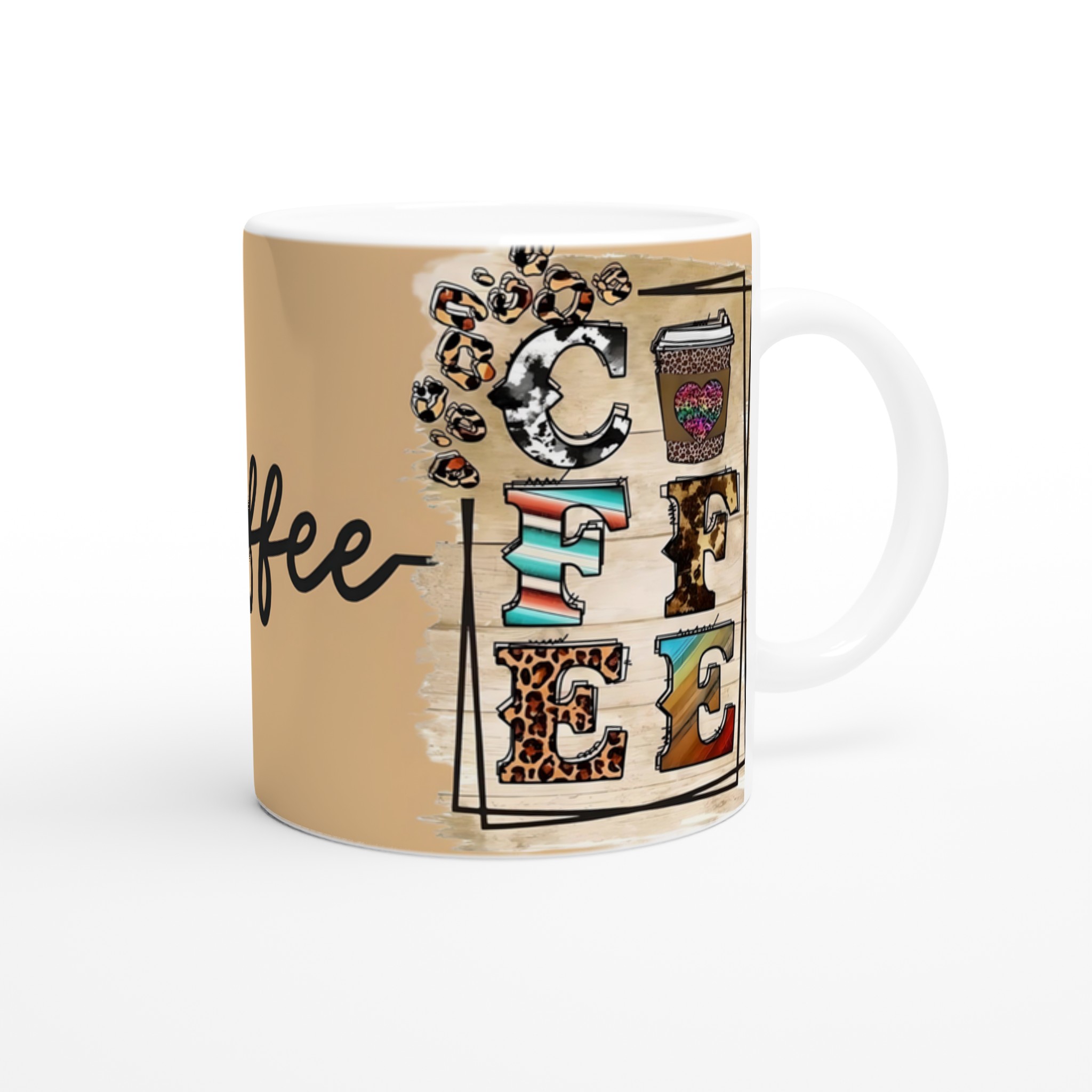 Färgstark 'COFFEE' Mugg – Leopardmönster & Rustik Charm i 11oz Keramik 9 2a31777b-f322-4e94-bbbd-932057c189b4