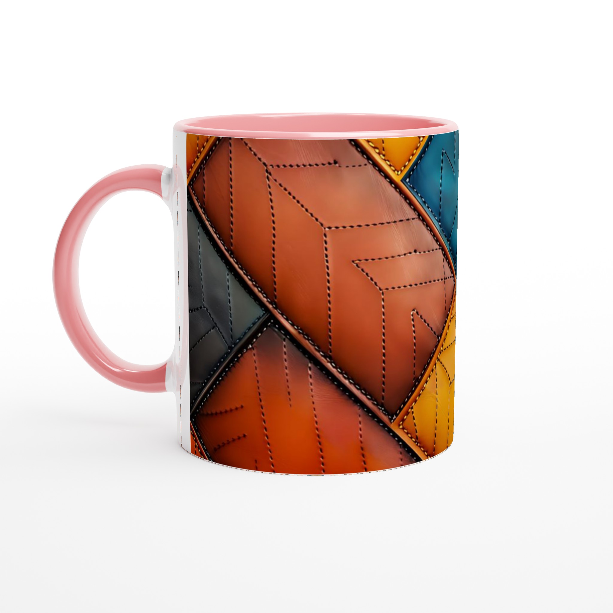 Konstnärlig 11oz Keramisk Mugg – Färgglad Geometrisk Design i Vågad Quiltstil 6 2a4ec73d-24f1-41be-81be-e0b504db5748