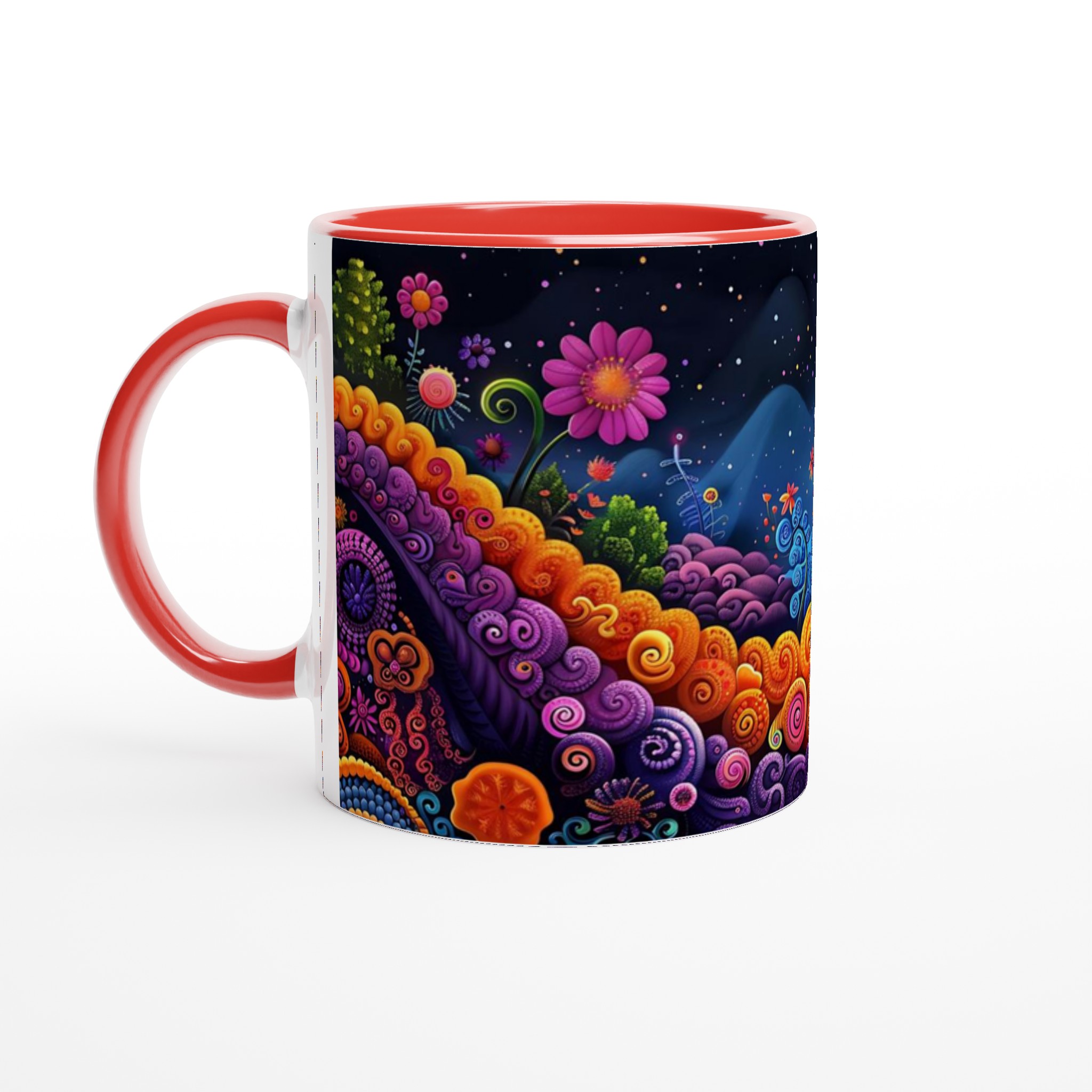 Psykedelisk Blomsterdröm Mugg - 11oz Keramikmugg i Livfulla Färger för Kaffe & Te 5 2a82ba11-587f-4081-b4a7-72b399bde344