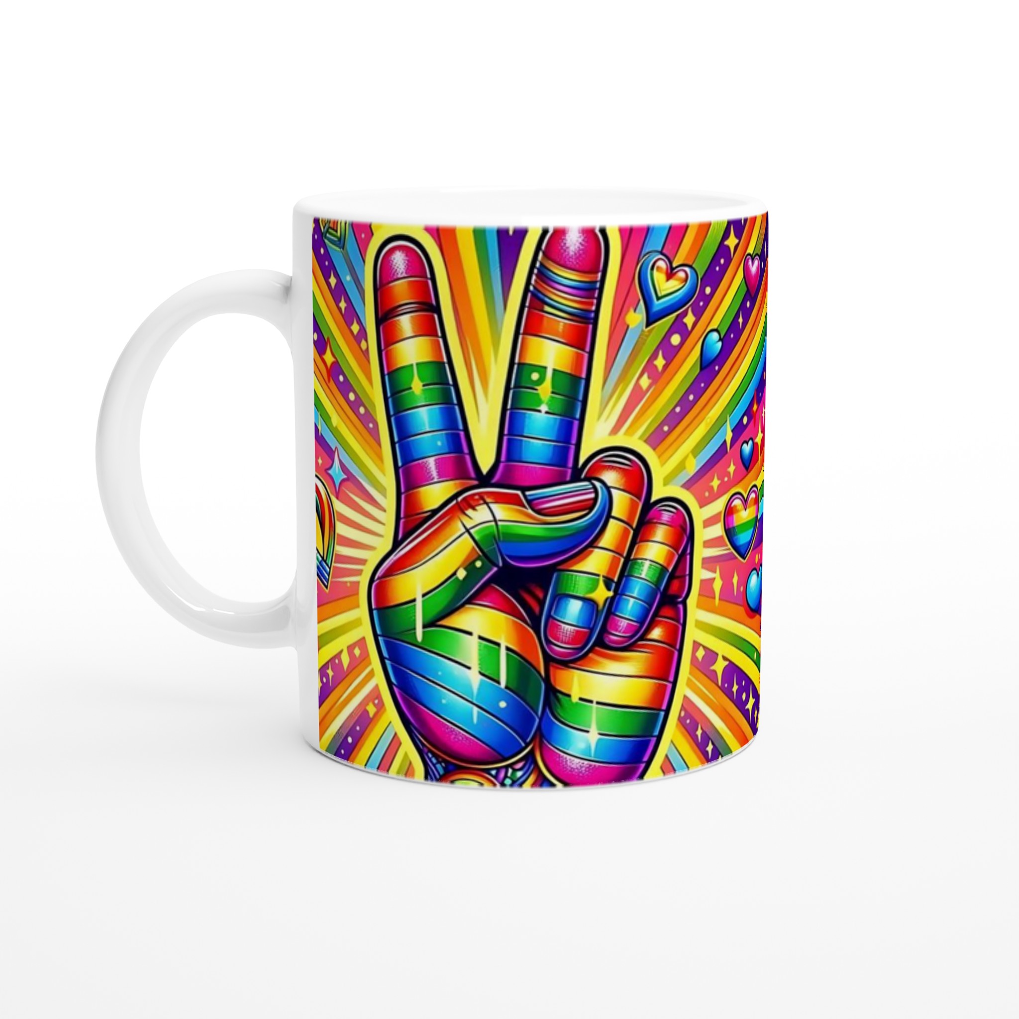 Vit 11oz Keramisk Mugg med Livfull Regnbågsdesign – Välj Bland Sju Färgstarka Nyheter 1 2aa3f02c-0670-48f9-a288-3be34dc74603