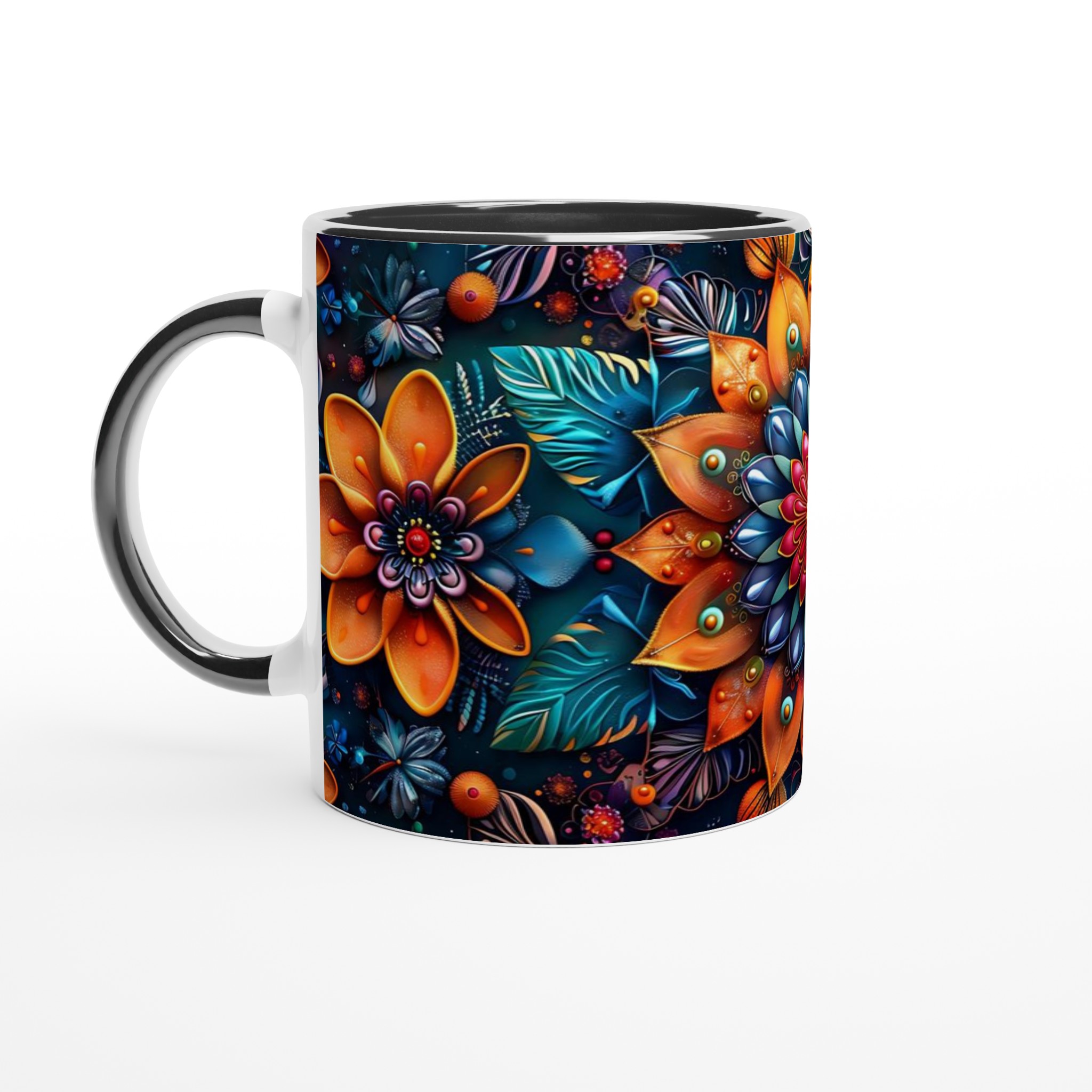 Mångfärgad abstrakt blommig keramikmugg – 11 oz premium kaffemugg i 7 livfulla färger 4 2aea9a60-ef10-4bdd-85d5-766bcac6ae28