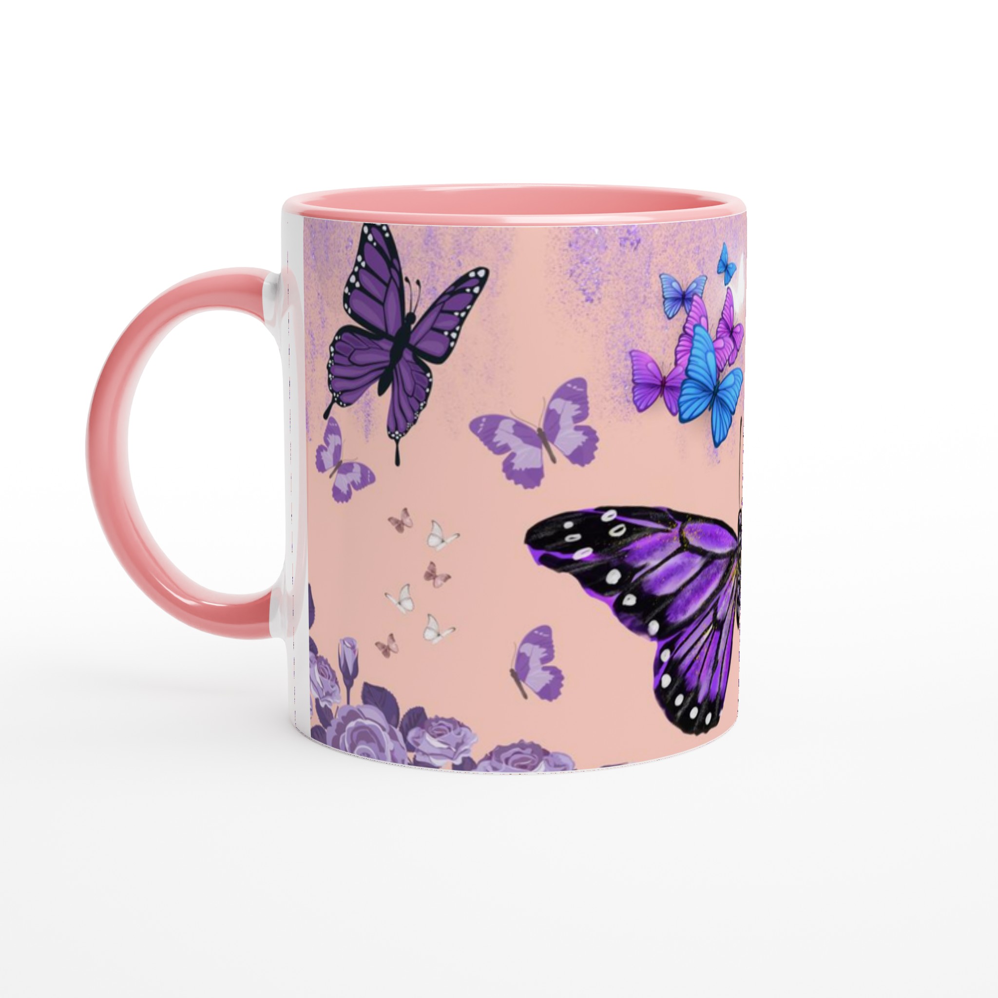 Elegant Vit 11oz Keramisk Mugg med Livfulla Fjärilsmotiv i Dina Favoritfärger 6 2af03563-b1ed-48c7-b3ae-2ea2717148f8