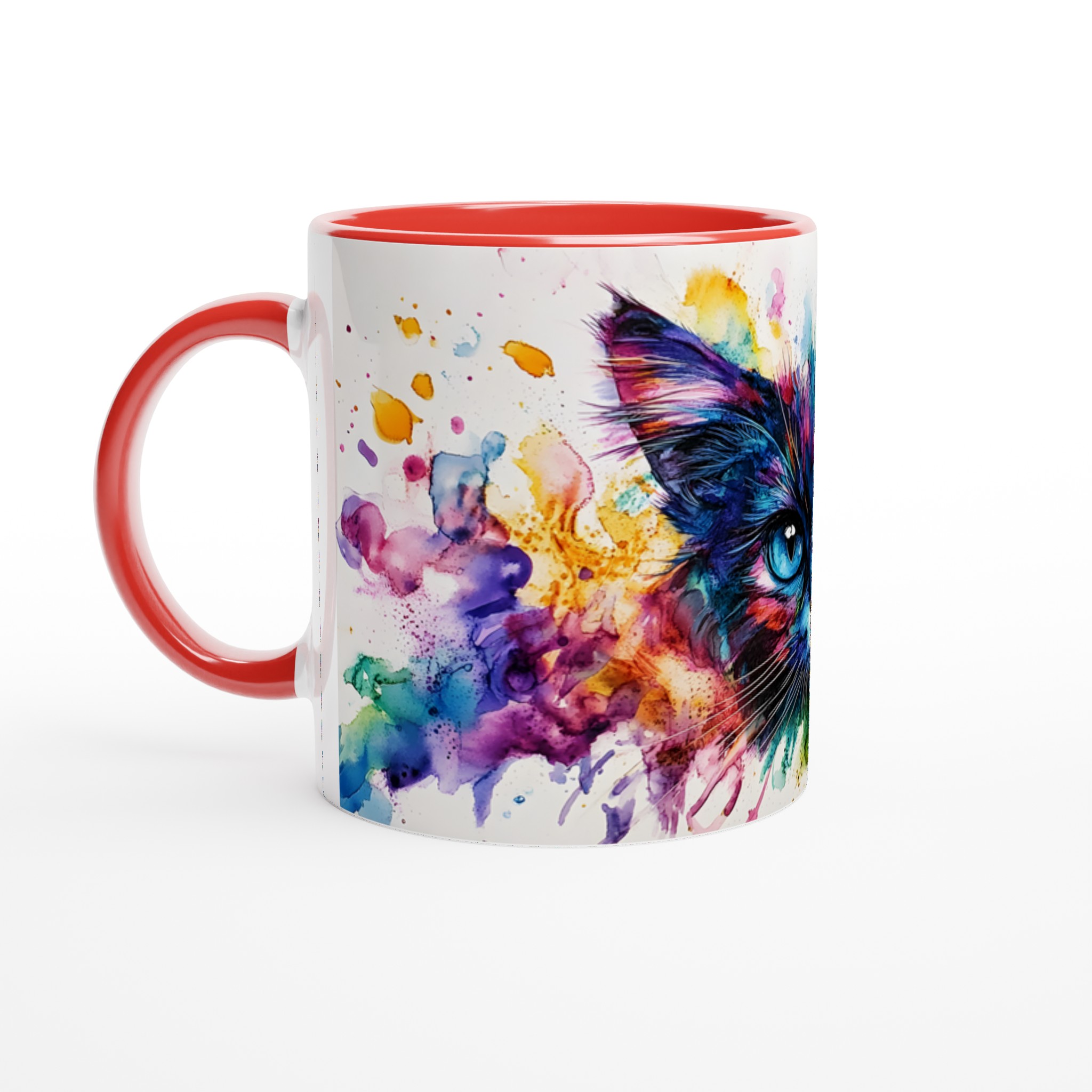 Färgsprakande Kattkonst Mugg - Unik Akvarell & Blomsterdesign - 11oz Premium Keramikmugg i Valfri Färg 5 2b420dd4-52ec-489a-8b33-296d6e661723