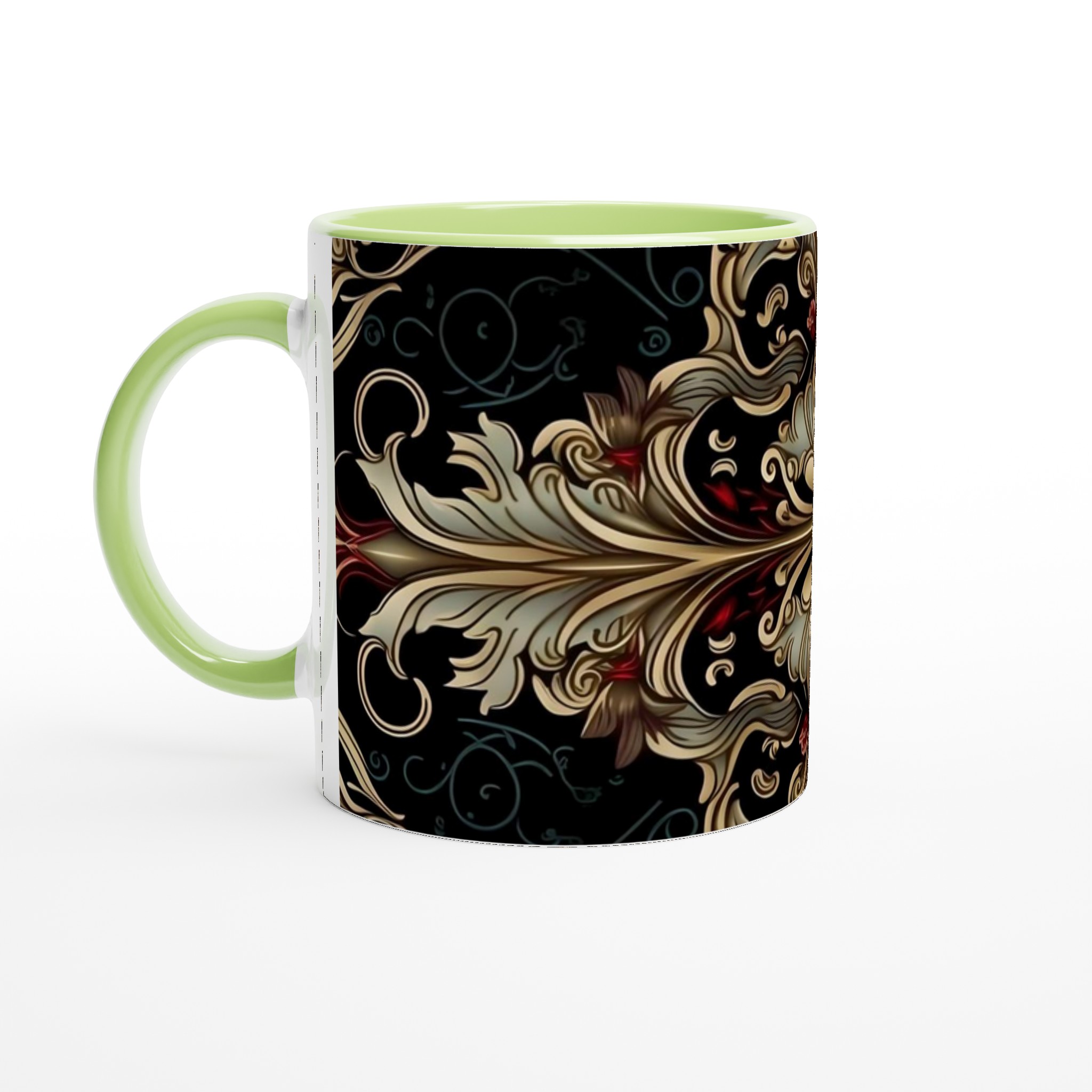 Elegant Baroque-Inspired 11oz Ceramic Mug in Your Choice of Seven Stunning Colors 7 2b913ad1-3f78-4d9d-ad79-168078e448b8