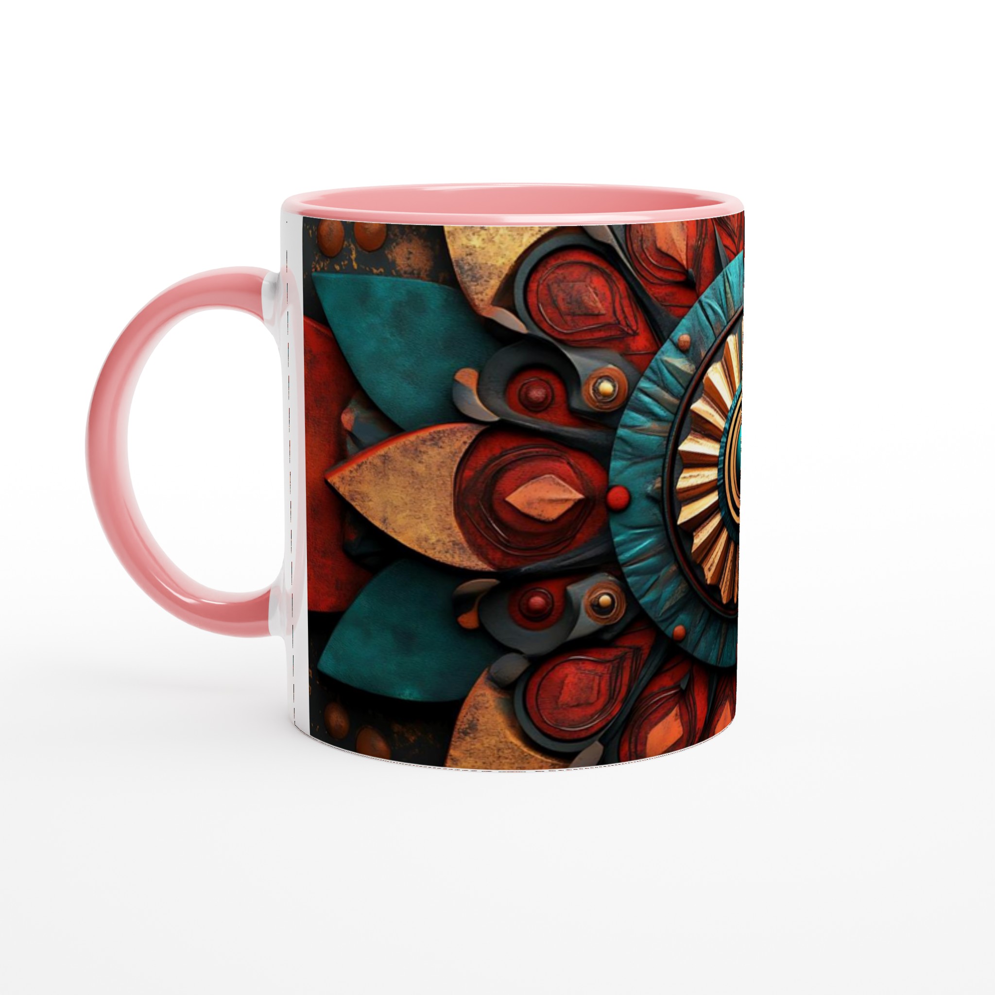Aztec Inspired Keramikmugg - 11oz Mandala Mönster i Rött & Turkos 6 2bdd1778-d31a-4670-bfff-db84d0470dd0