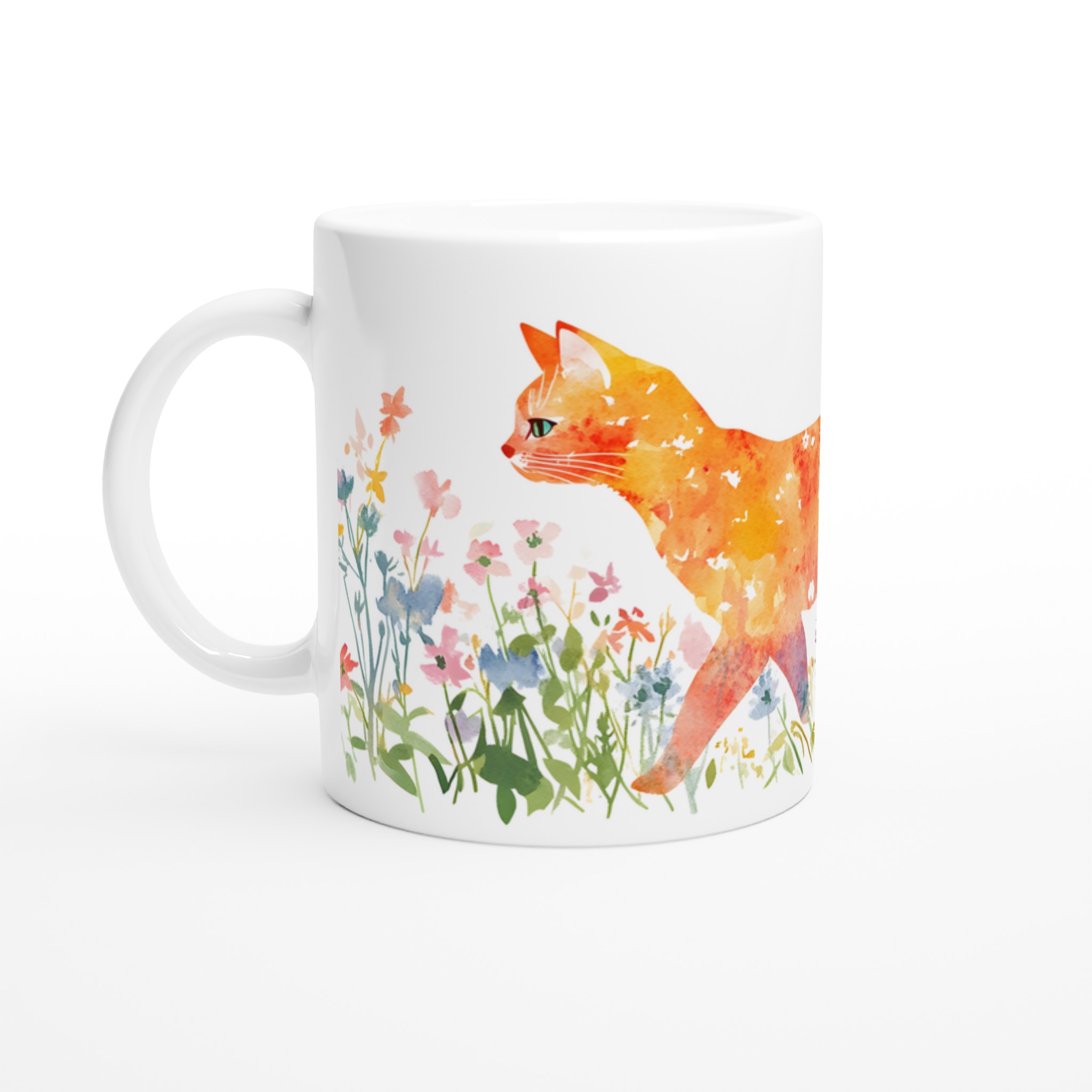 Mugg med Akvarellkatt i Blomsterhav – Välj din Färg för en Personlig Touch! 1 2bddf683-2ac0-4c4f-891b-93eaf38c65a6