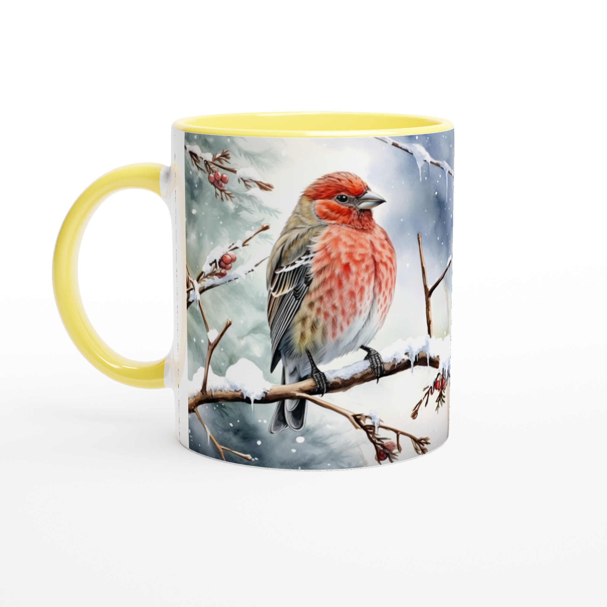 Vit 11oz keramisk mugg med vinterfågelmotiv – välj bland sju vackra keramfärger 3 2c1530ca-58a7-438b-a1aa-89be626e035e