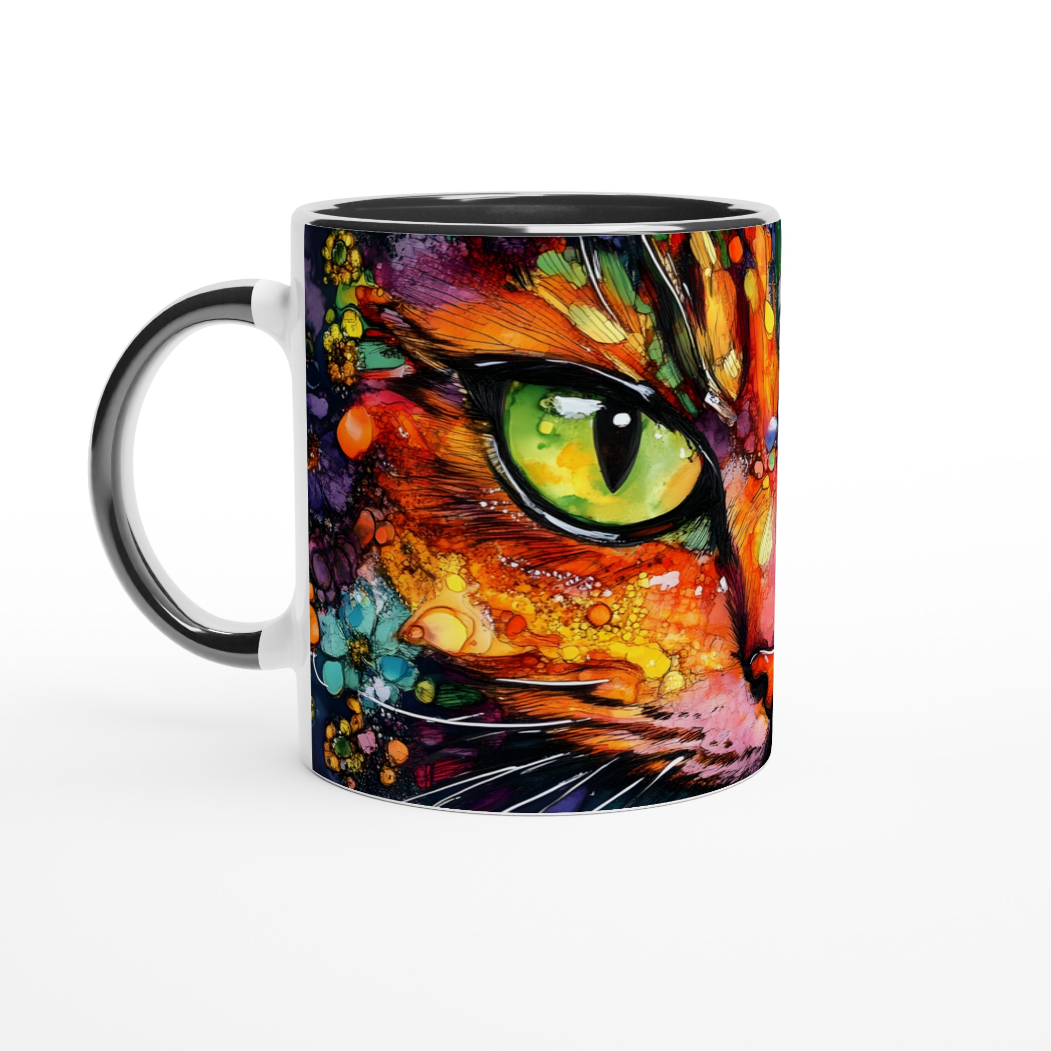 Vit 11oz keramisk mugg med färgstarkt kattmotiv – välj din favoritfärg för personlig stil 4 2c18761d-4072-4c0a-a83e-1406eea6ecbb
