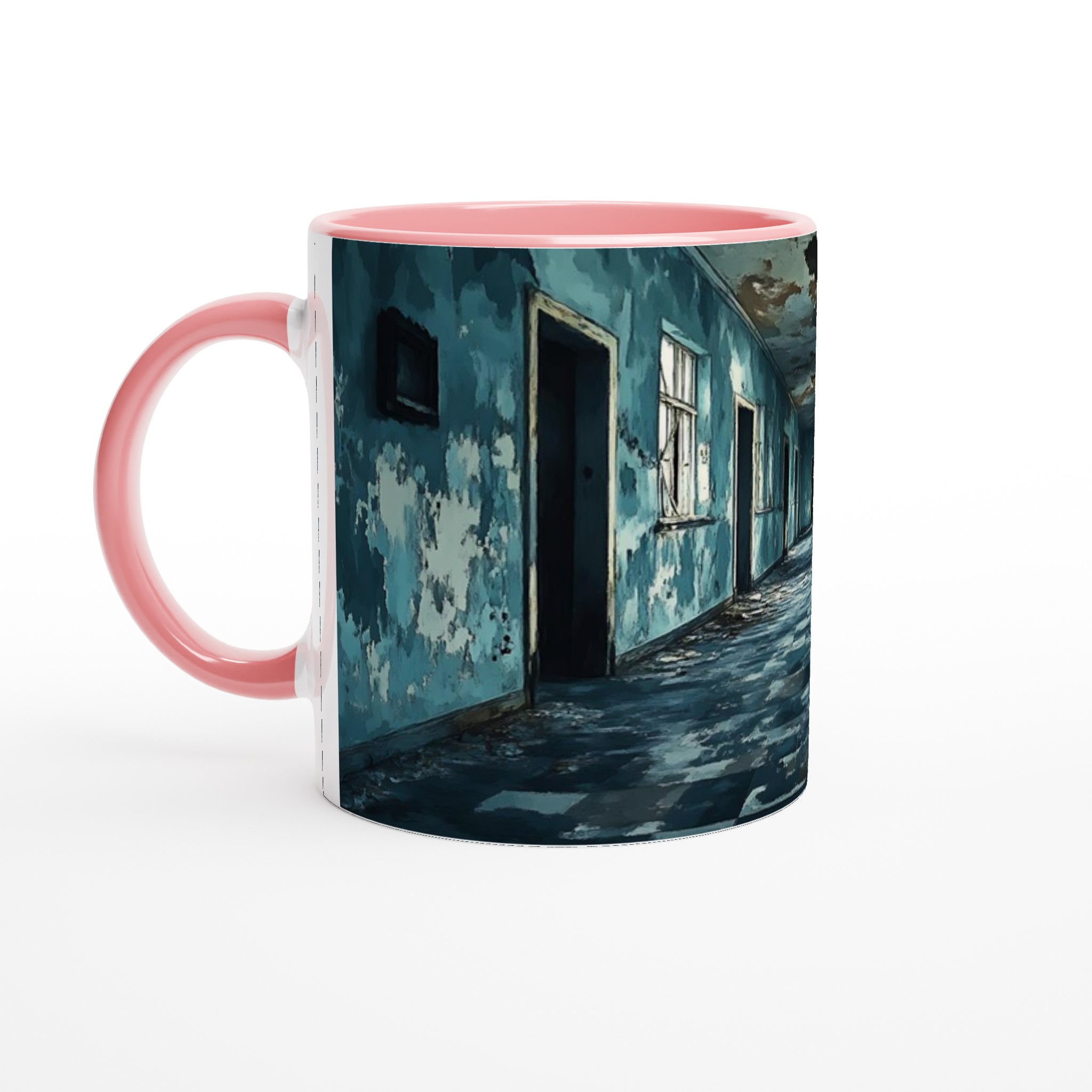 Mystisk Förfallen Korridor 11oz Keramisk Mugg - Skrämmande Blå Konst för Din Kaffestund 6 2c211cff-f22a-4de0-9d27-0d282cc31e32