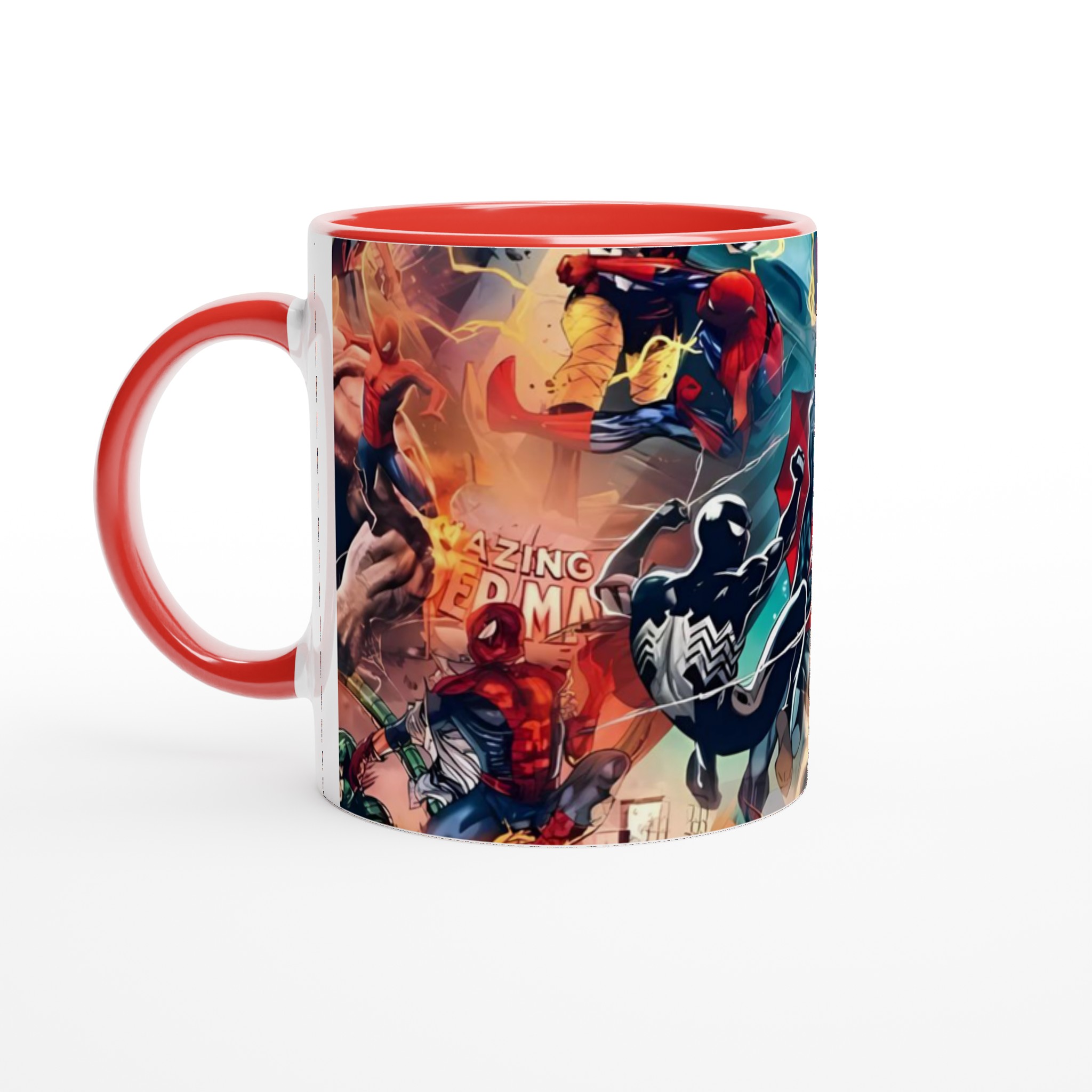 Vit 11oz keramisk mugg med sprakande Spider-Man serier i färgglad design 5 2c234597-96ed-4cbf-9101-fdd122d2717f