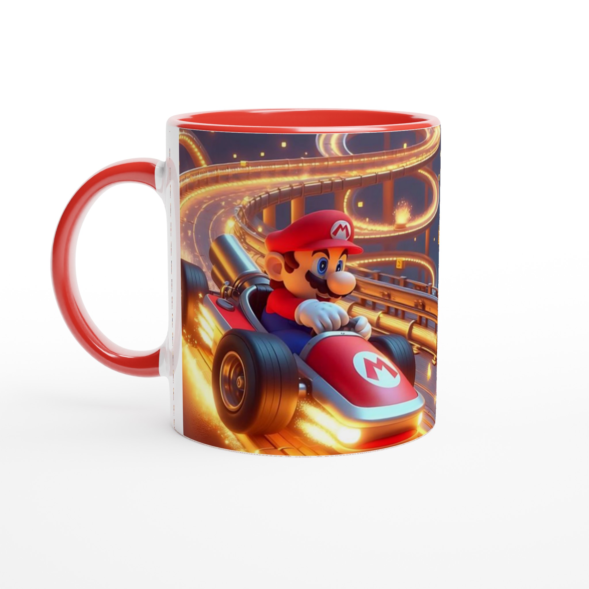 Vit 11oz keramisk mugg med dynamiskt racerbilsdesign i ditt val av sju färgstarka nyanser 5 2c8141cb-6139-4900-95c3-b363c25b7251