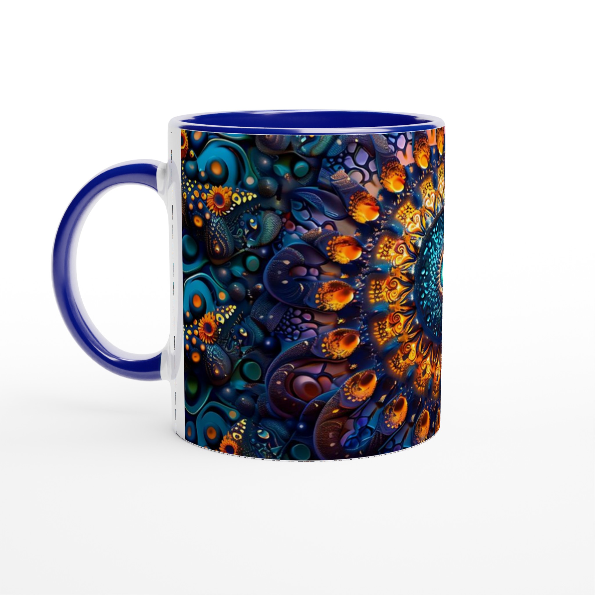 Kosmisk Mandala Mugg – 11oz Keramikmugg med Mystisk Abstrakt Konst i Guld & Turkos 2 2cba68c8-28d0-4d8d-997f-d13d15650584