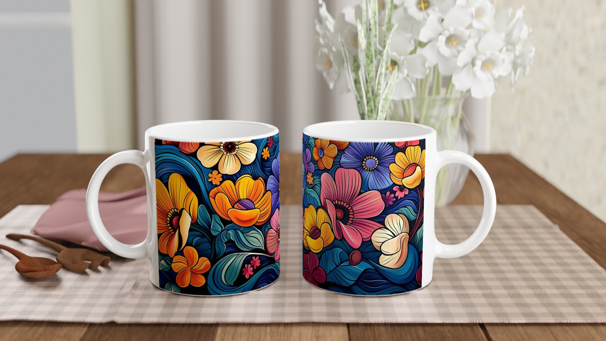 Färgsprakande Blommönster 11oz Keramisk Mugg – Välj bland 7 Livfulla Färger för Din Perfekta Kaffestund 10 2cd02b7a-3a25-46ae-9883-2729afcd0043