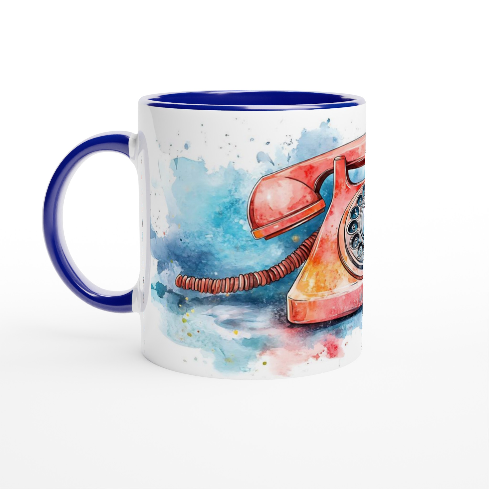 Retro Vattenfärg Telefonmugg – 11oz Keramisk Kaffekopp i Valfri Färg! 2 2cdebbee-ae0b-4823-9fe4-62fbc836f1a4