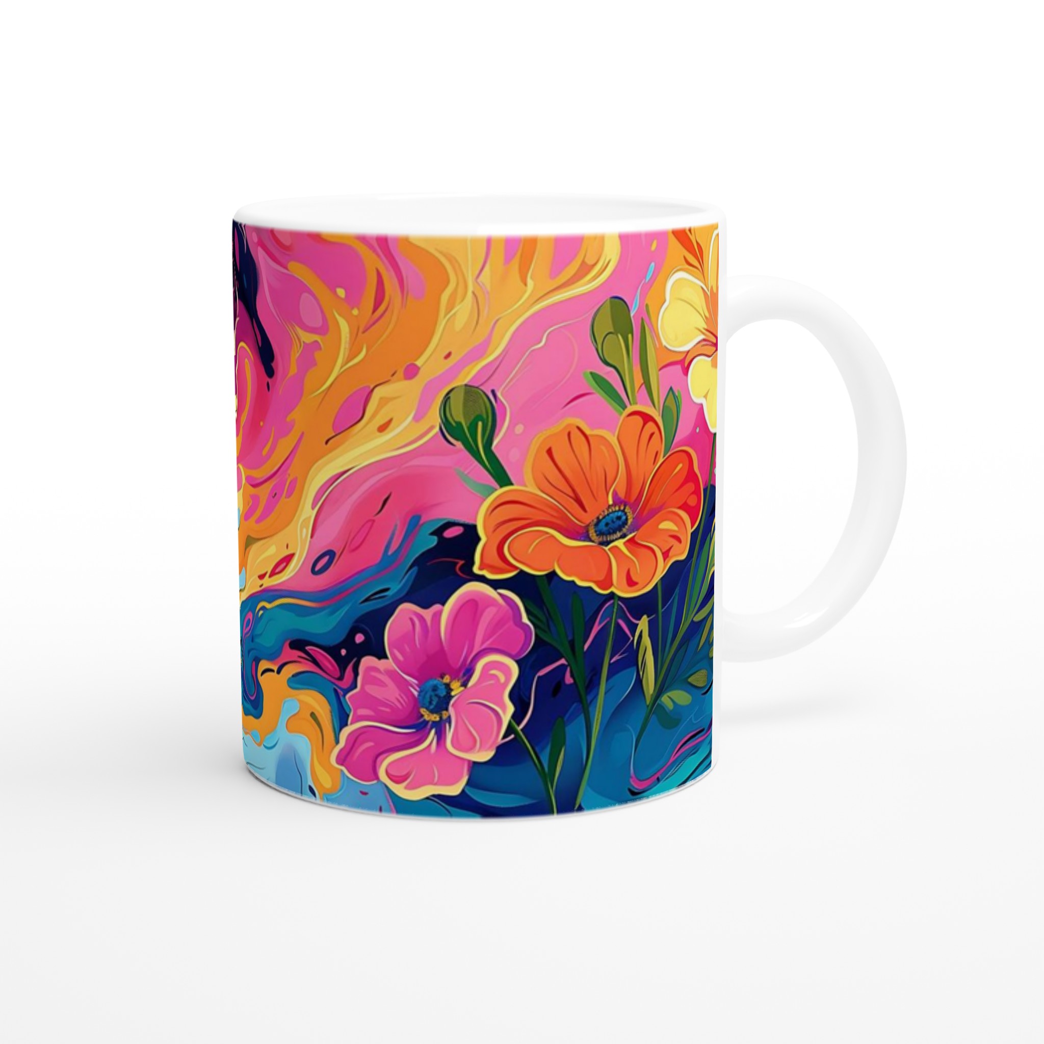 Abstrakt Blomsterprakt Mugg - Färgexplosion för Kaffe & Te i Flera Keramiska Nyanser 9 2d153438-eea3-44a1-b413-189316eb62a1