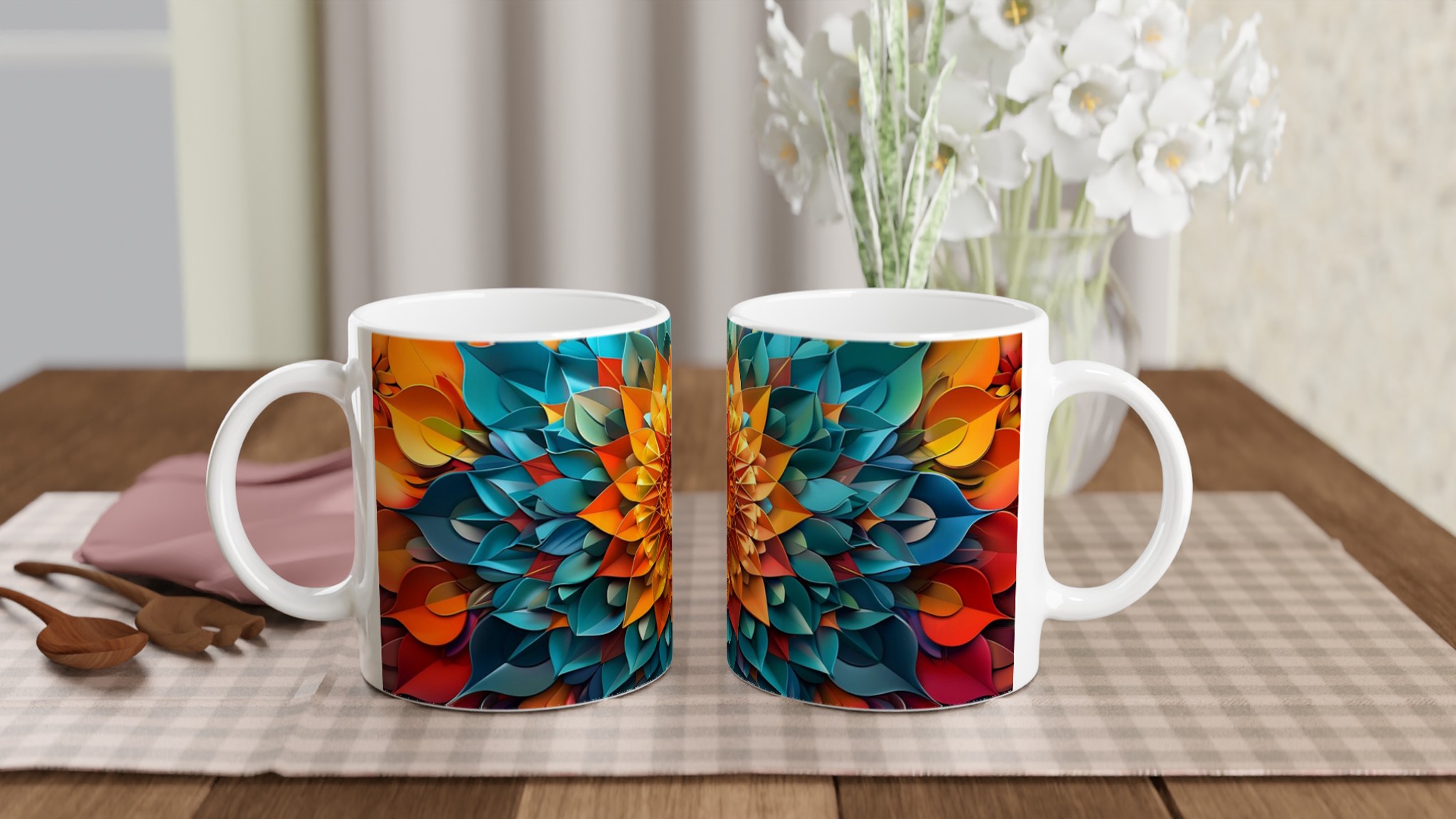 Abstrakt Mandala Keramikmugg - 11oz, Välj mellan 7 levande färger för din favoritmugg! 10 2d578d60-15be-4d80-bcfb-cd709f6994d5
